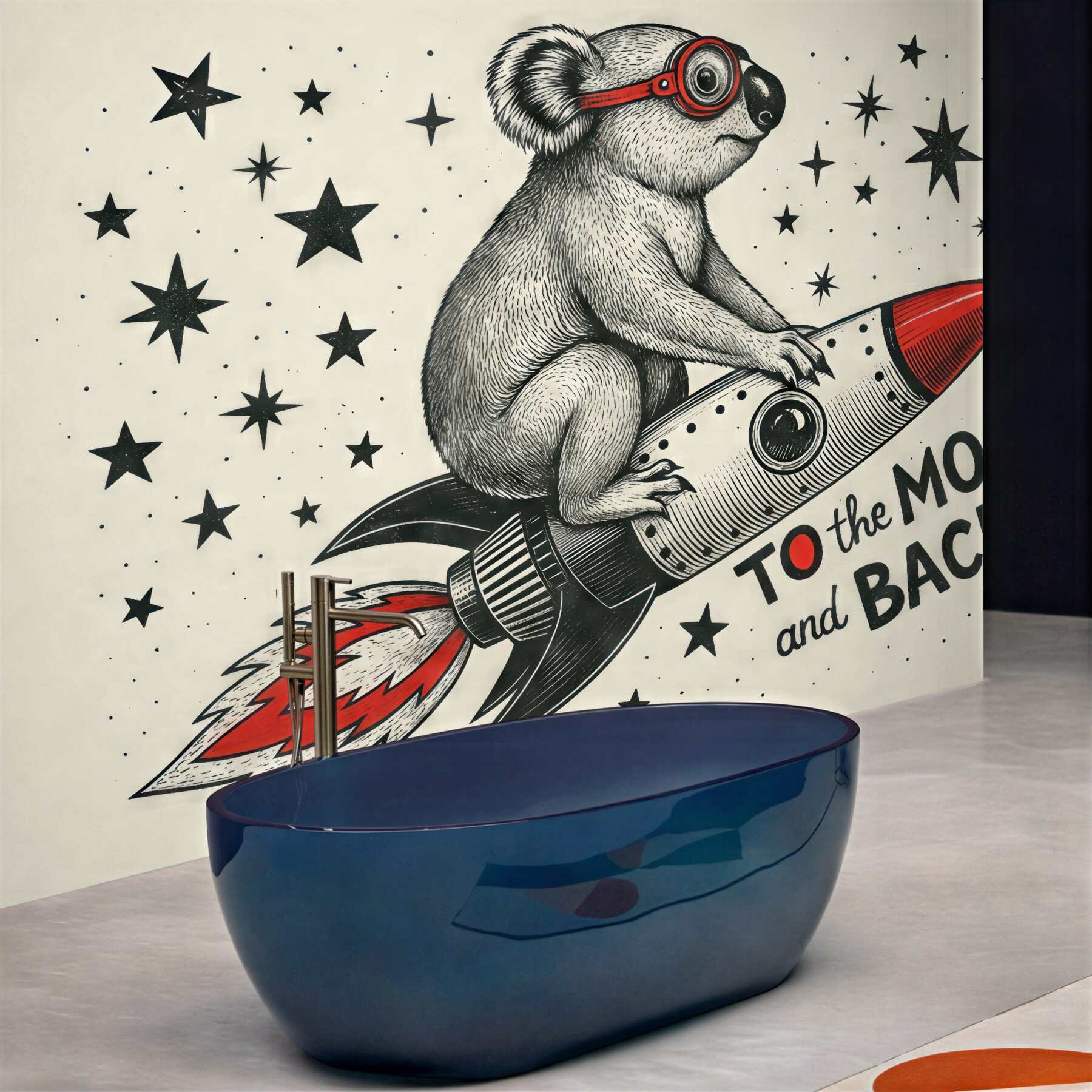 Fototapeta koala w rakiecie pośród gwiazd