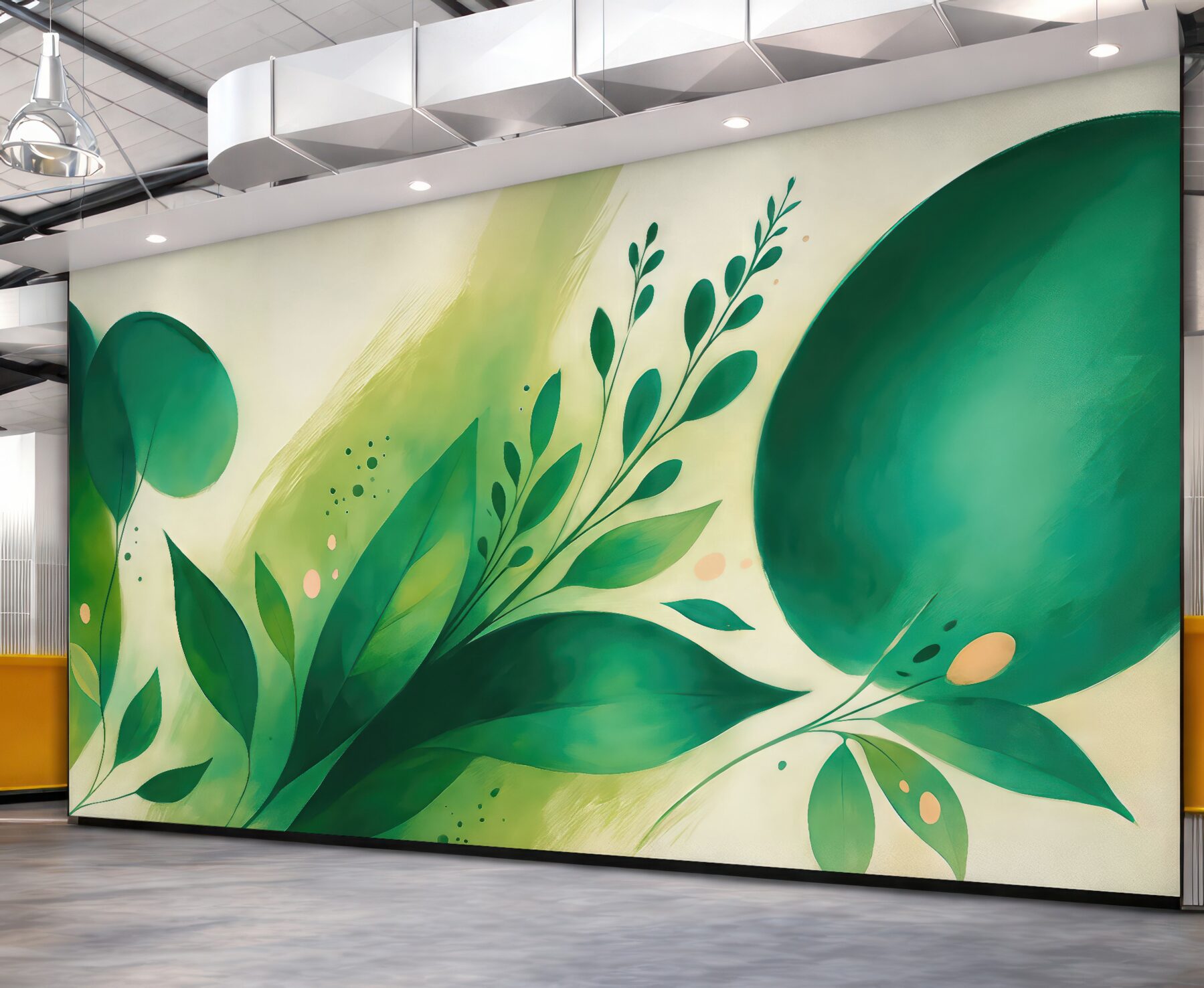 Fototapeta Abstrakcyjny wzór z motywami roślinnymi i liśćmi, minimalistyczny styl.