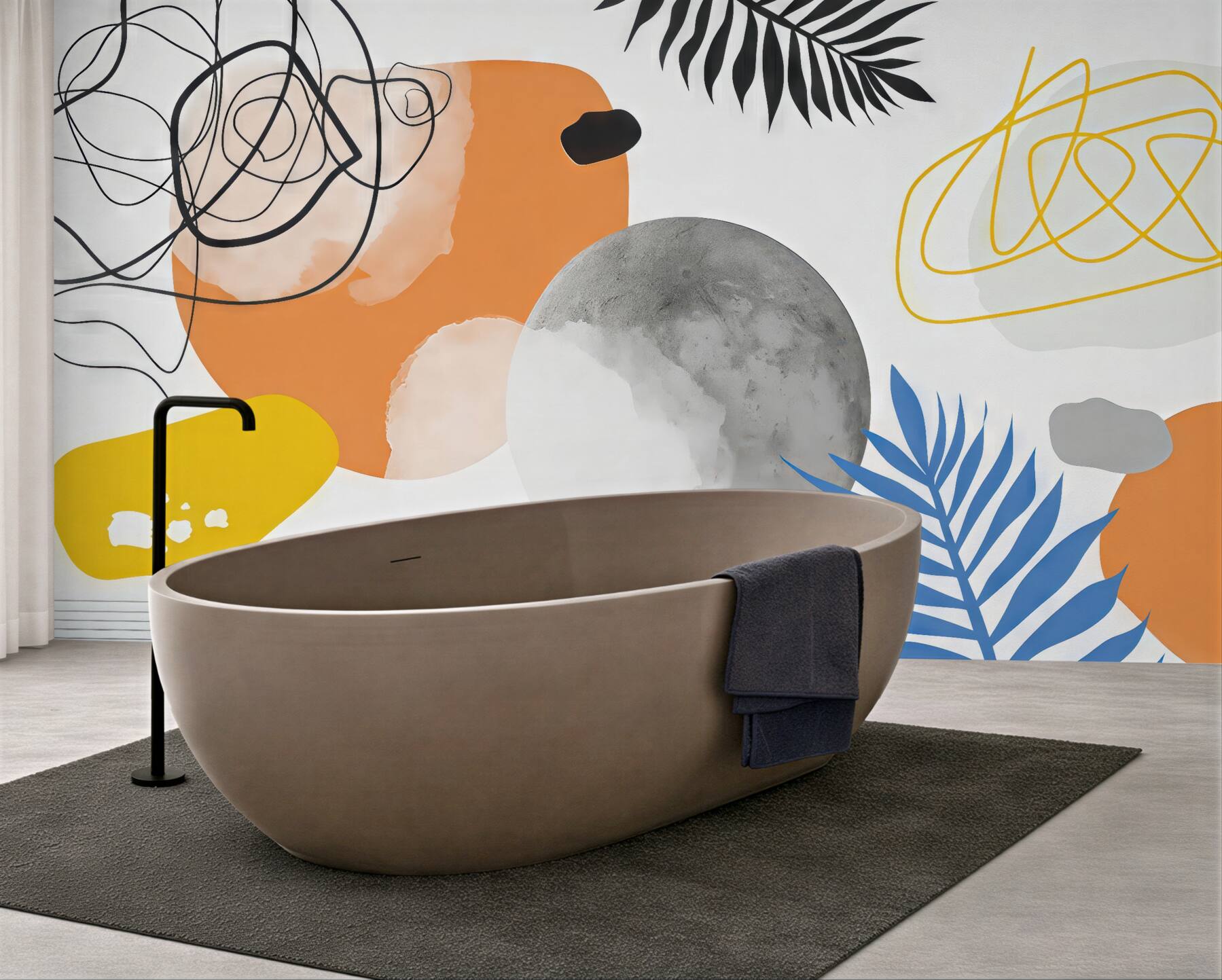 Fototapeta abstrakcyjne liście i kolorowe formy