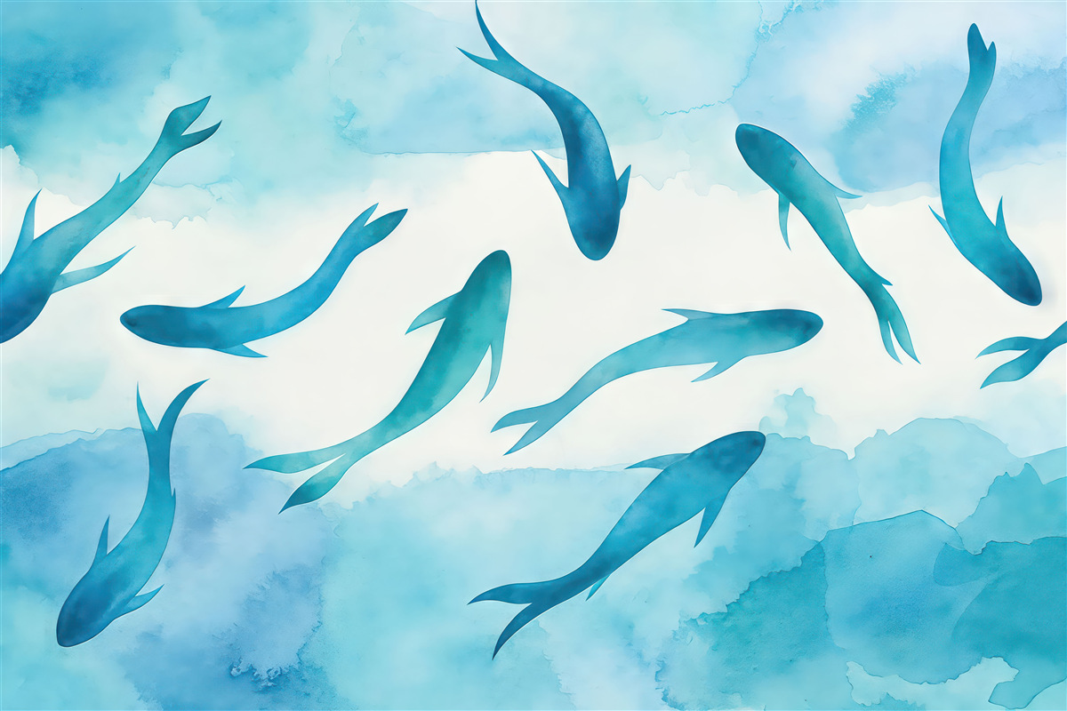 Fototapeta Pływanie w cichych, niebieskich wodach.