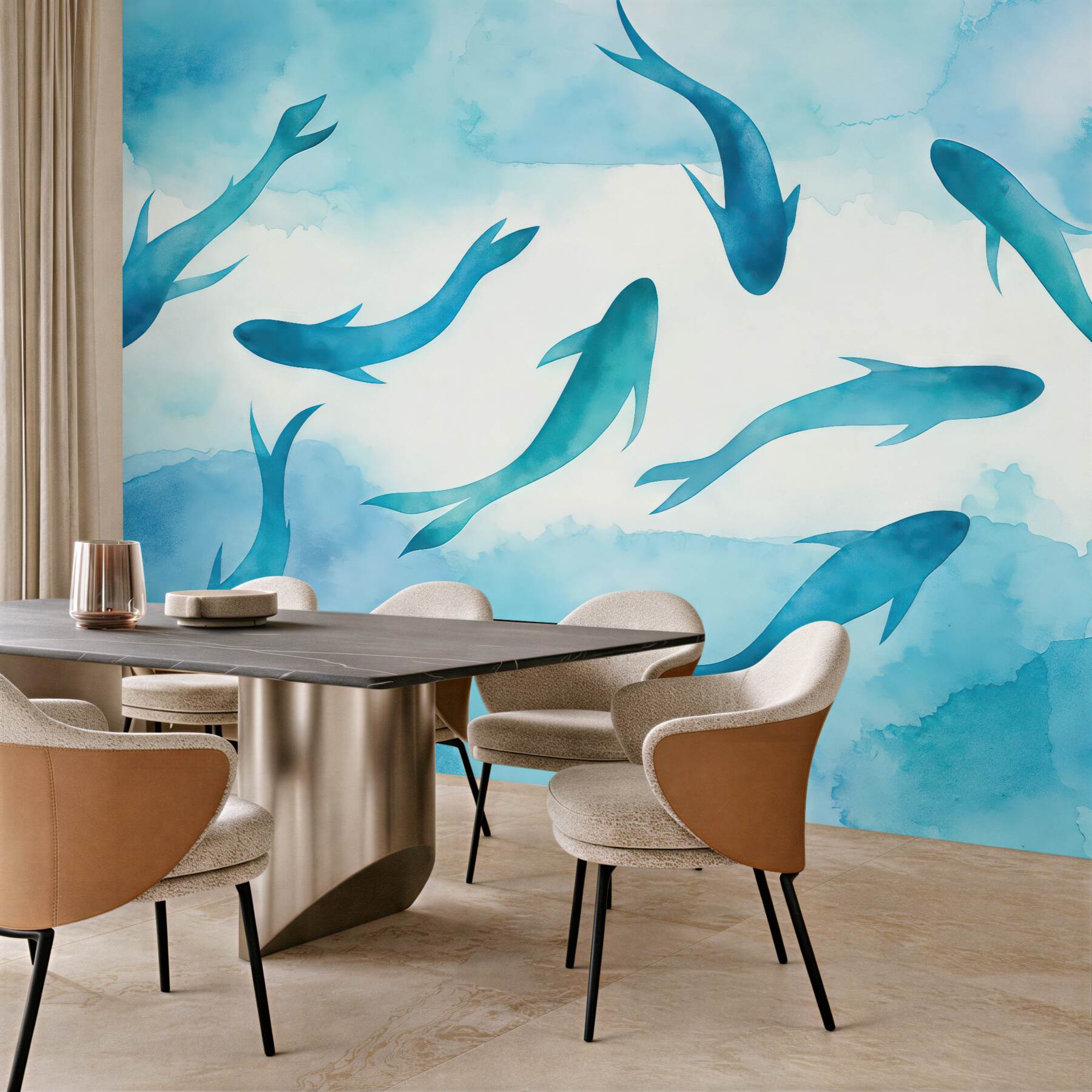 Fototapeta Pływanie w cichych, niebieskich wodach.