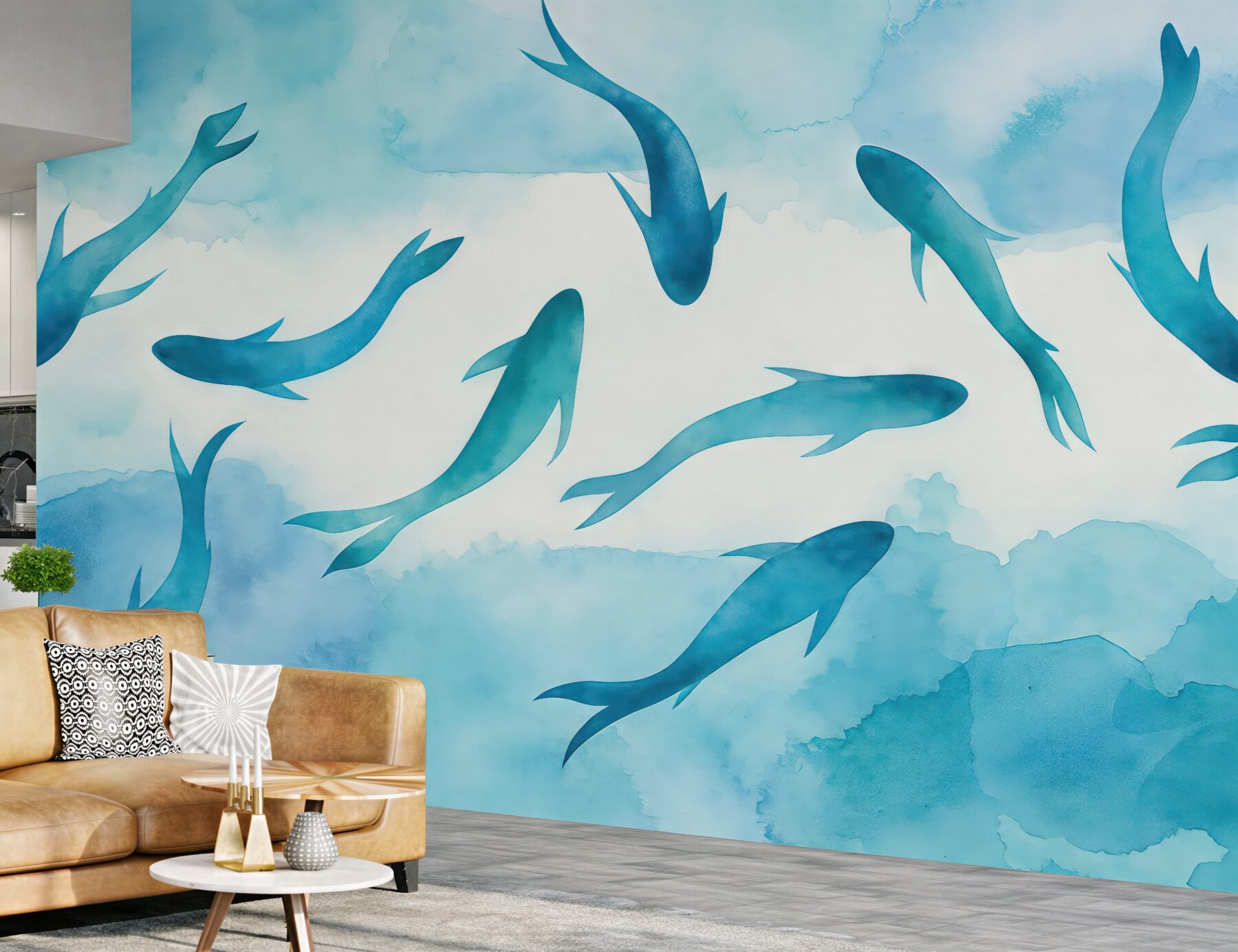 Fototapeta Pływanie w cichych, niebieskich wodach.