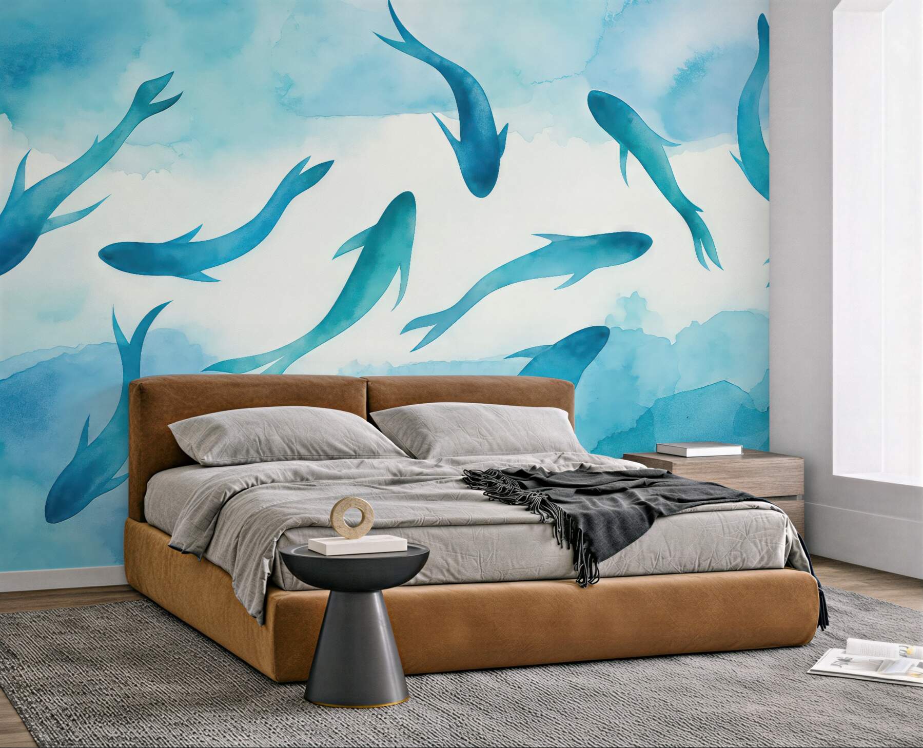 Fototapeta Pływanie w cichych, niebieskich wodach.