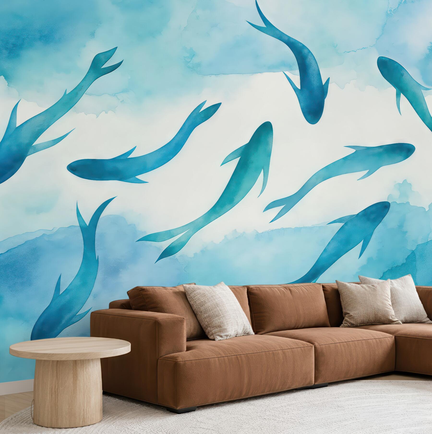 Fototapeta Pływanie w cichych, niebieskich wodach.