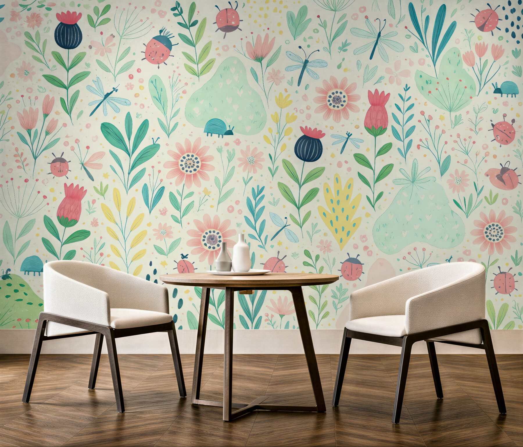 Fototapeta Rośliny, motyle, libelle, chrabąszcze, pokój dla dzieci.