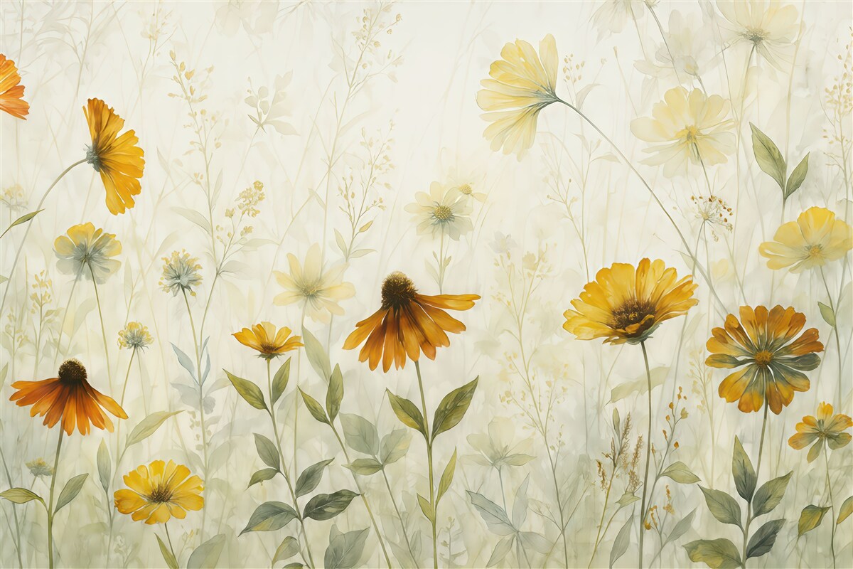 Fototapeta delikatna łąka w złocistym rozkwicie