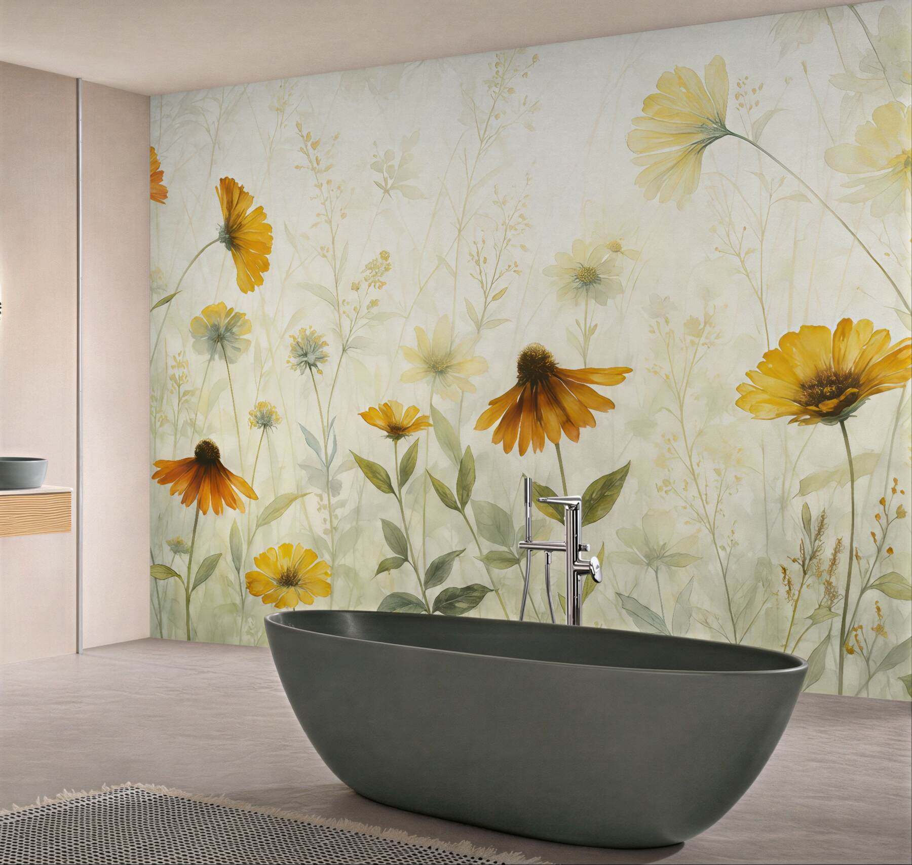 Fototapeta delikatna łąka w złocistym rozkwicie