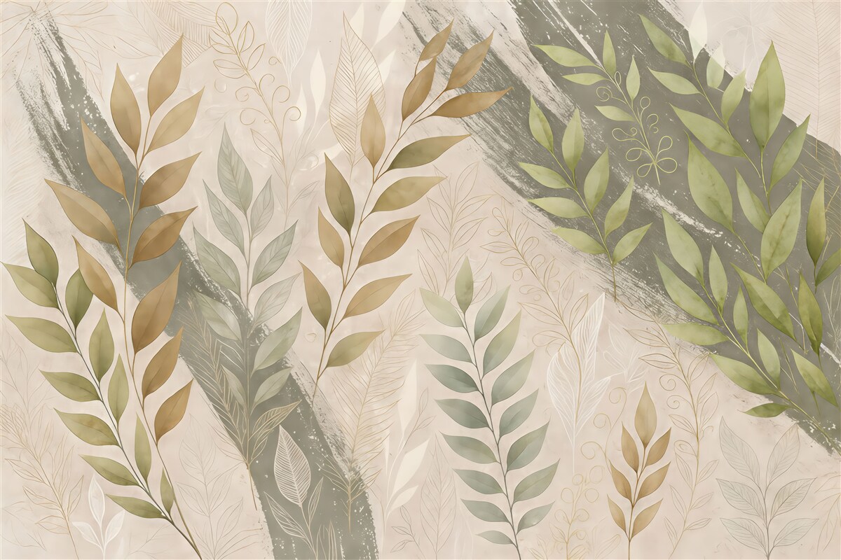 Fototapeta Zielone liście w klimacie grunge.