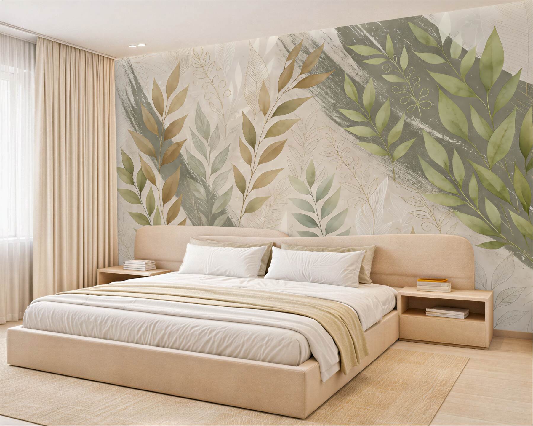 Fototapeta Zielone liście w klimacie grunge.