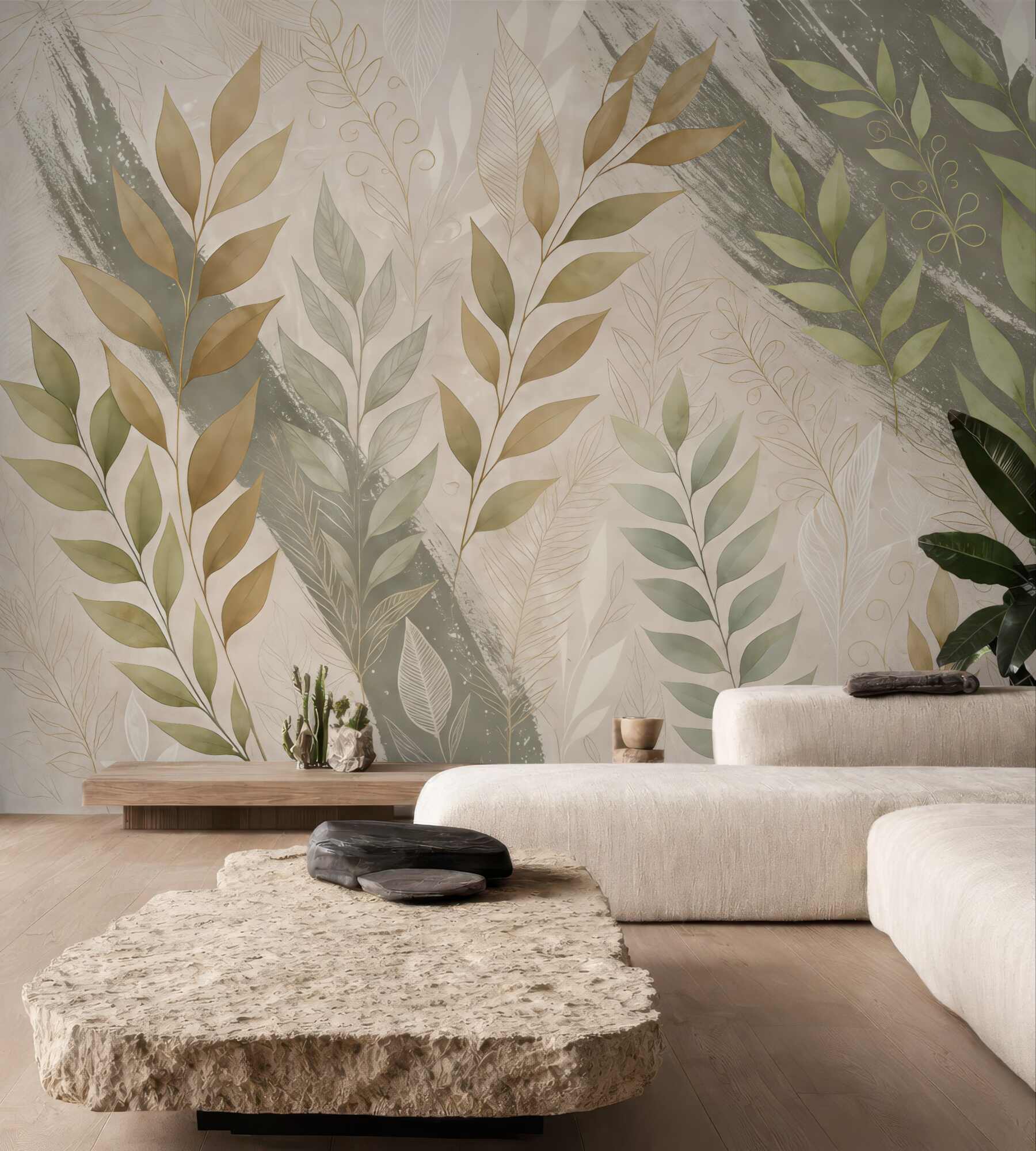 Fototapeta Zielone liście w klimacie grunge.