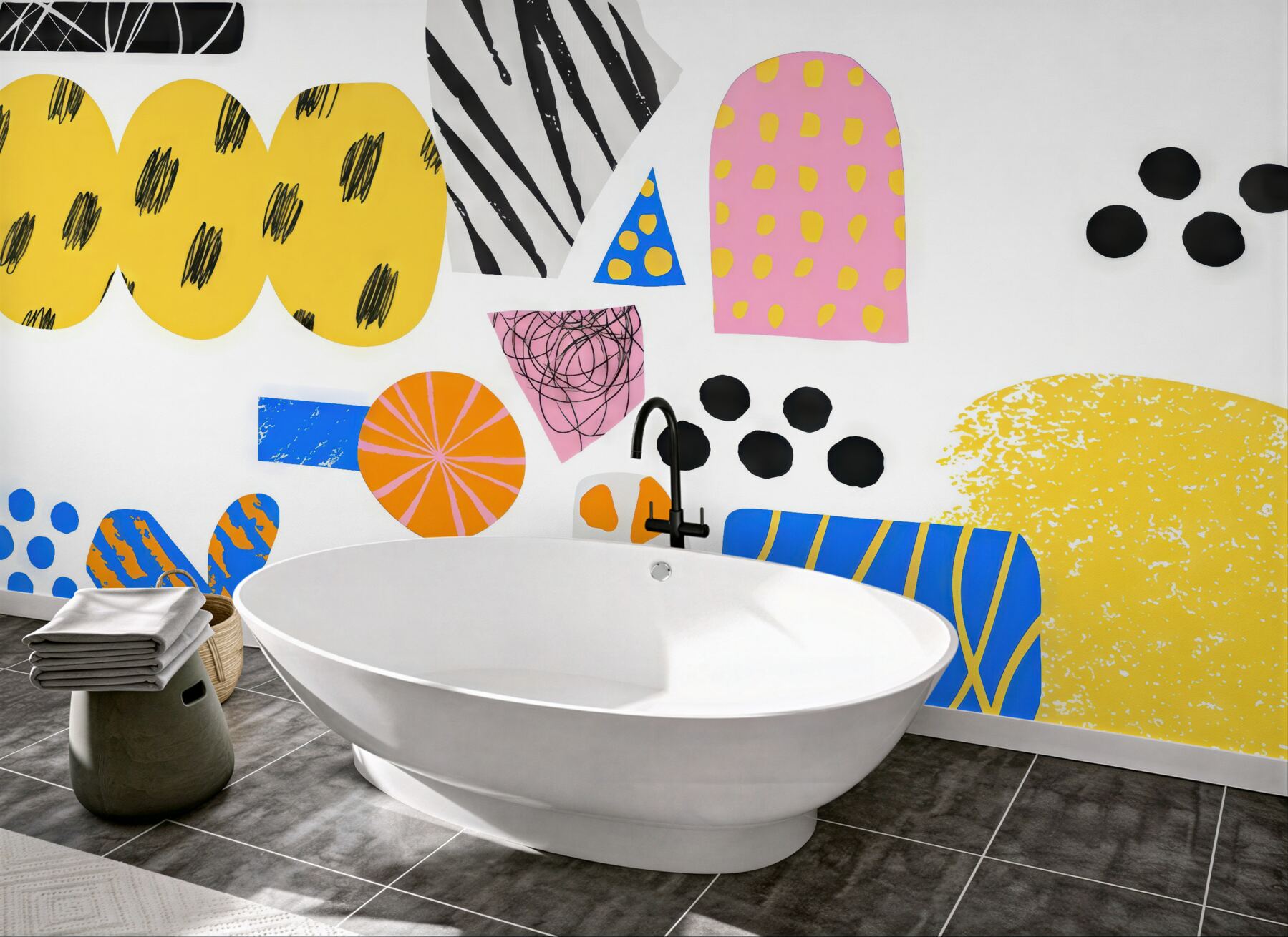 Fototapeta kolorowa abstrakcja w stylu memphis