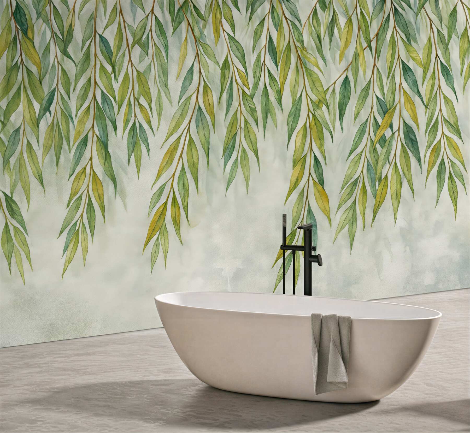 Fototapeta zwiewne gałązki wierzby akwarelowej