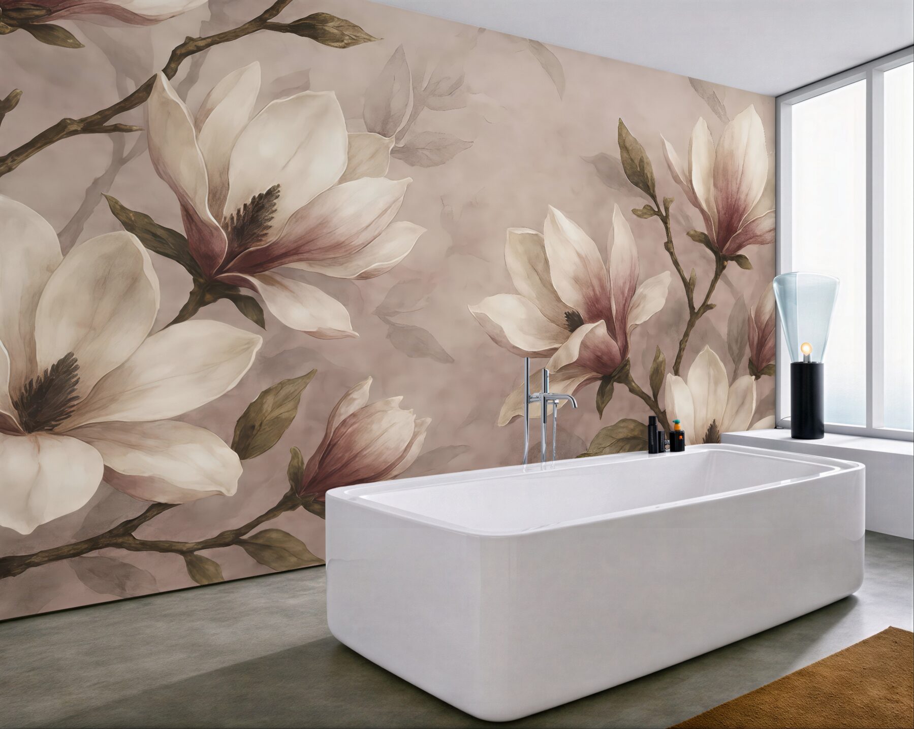 Fototapeta akwarelowe magnolie w pudrowym różu