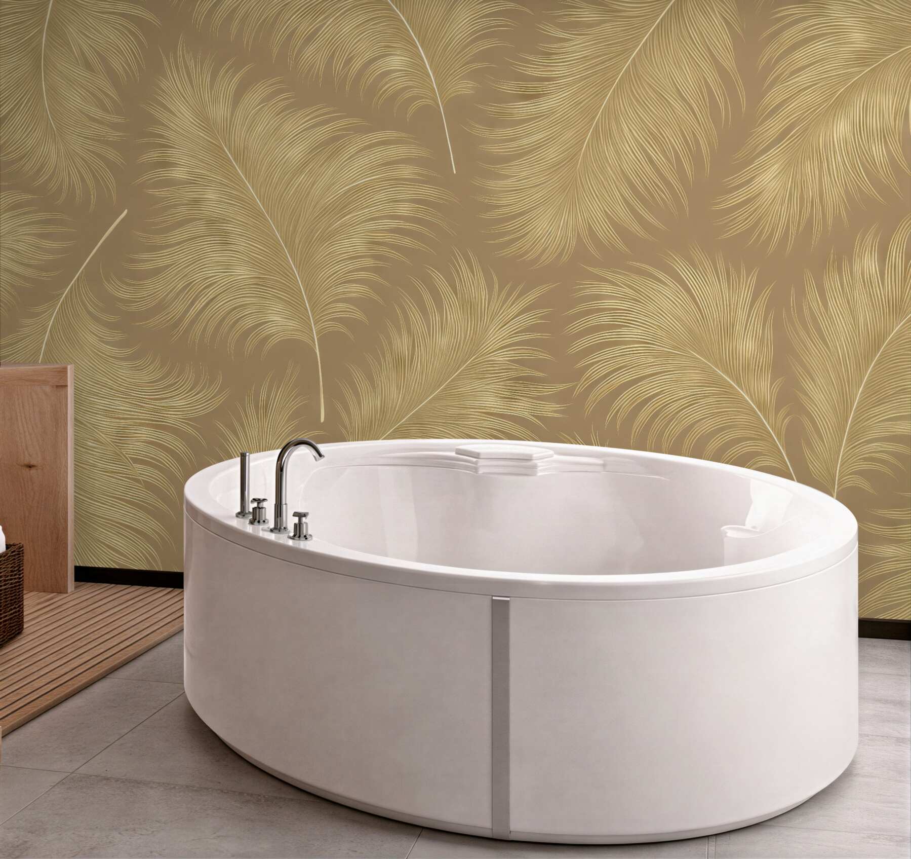 Fototapeta złote pióra w beżowej harmonii