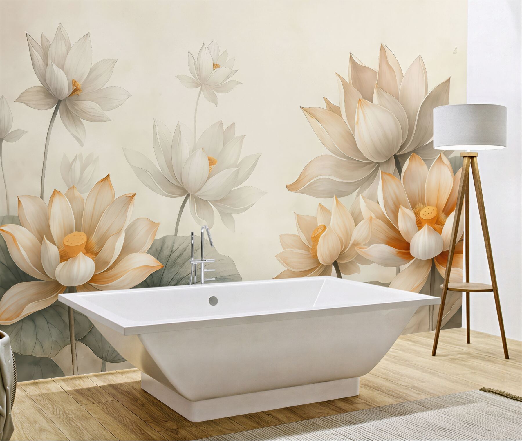 Fototapeta kremowe lotosy w spokojnej elegancji