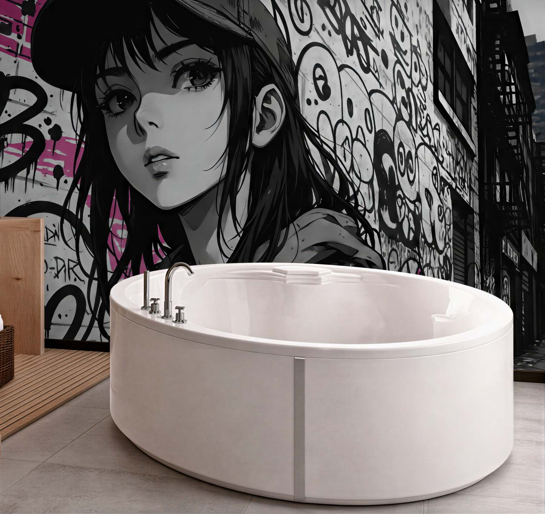 Fototapeta miejski portret manga z graffiti