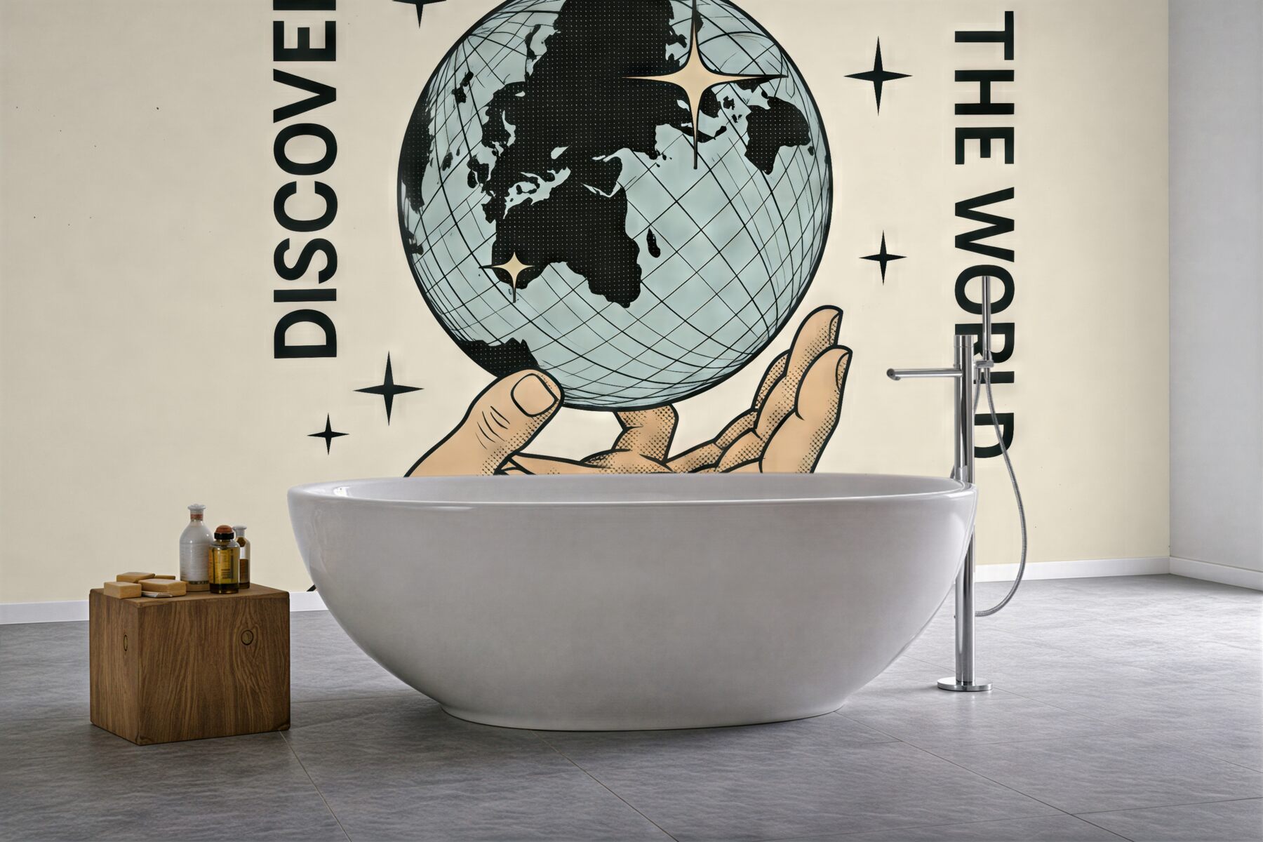 Fototapeta odkryj świat z globusem retro