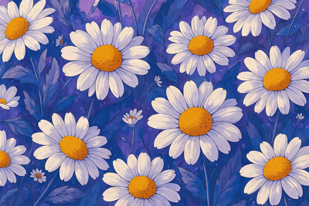 Fototapeta rumiankowy wzór w niebieskiej odsłonie