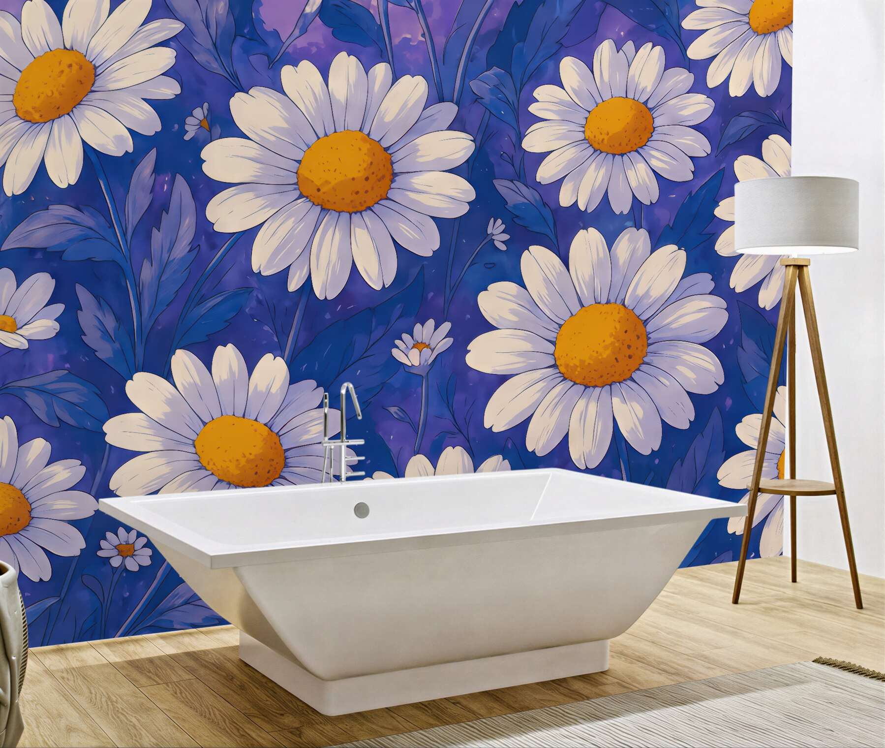 Fototapeta rumiankowy wzór w niebieskiej odsłonie