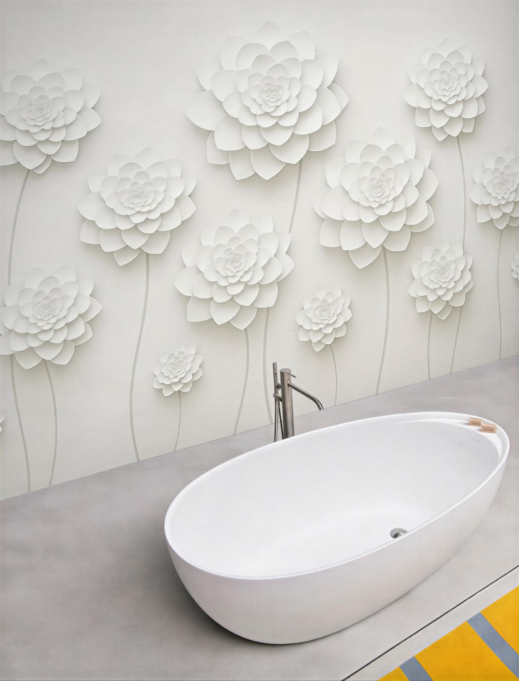 Fototapeta białe kwiaty 3d w harmonii