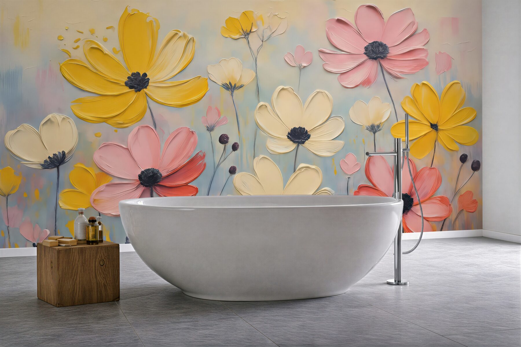 Fototapeta pastelowa łąka kwiatów