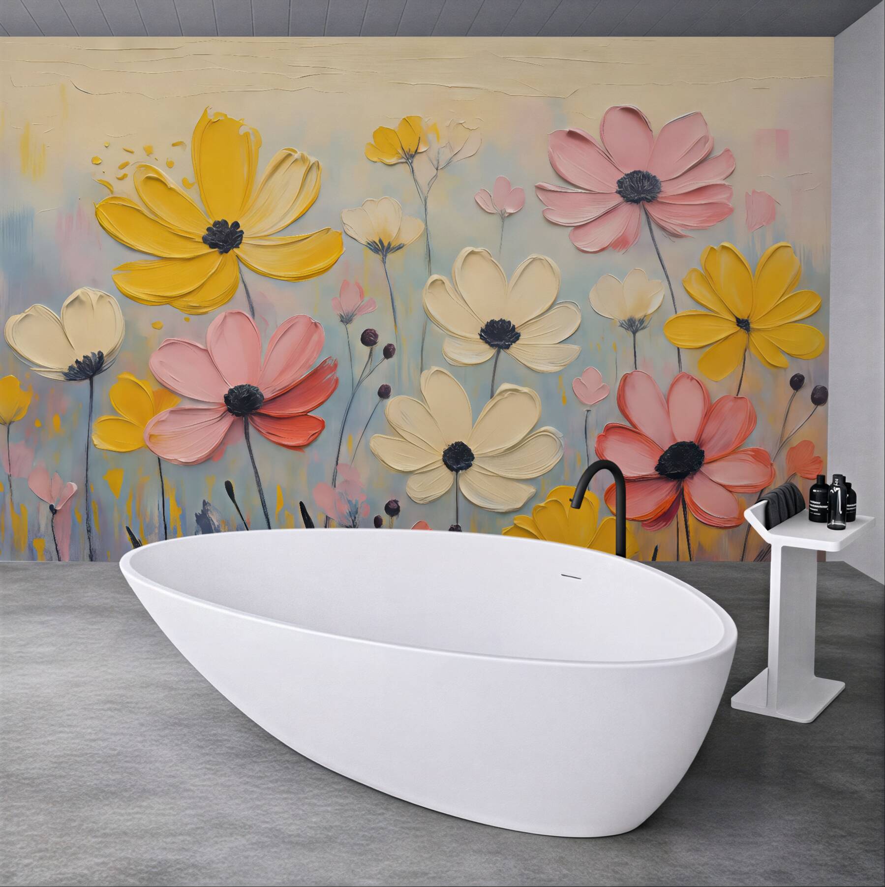 Fototapeta pastelowa łąka kwiatów