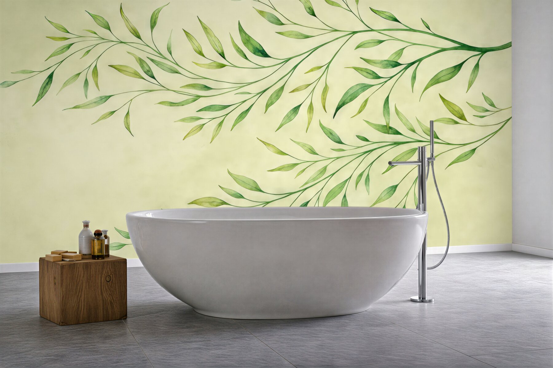 Fototapeta delikatne zielone gałązki akwarelą