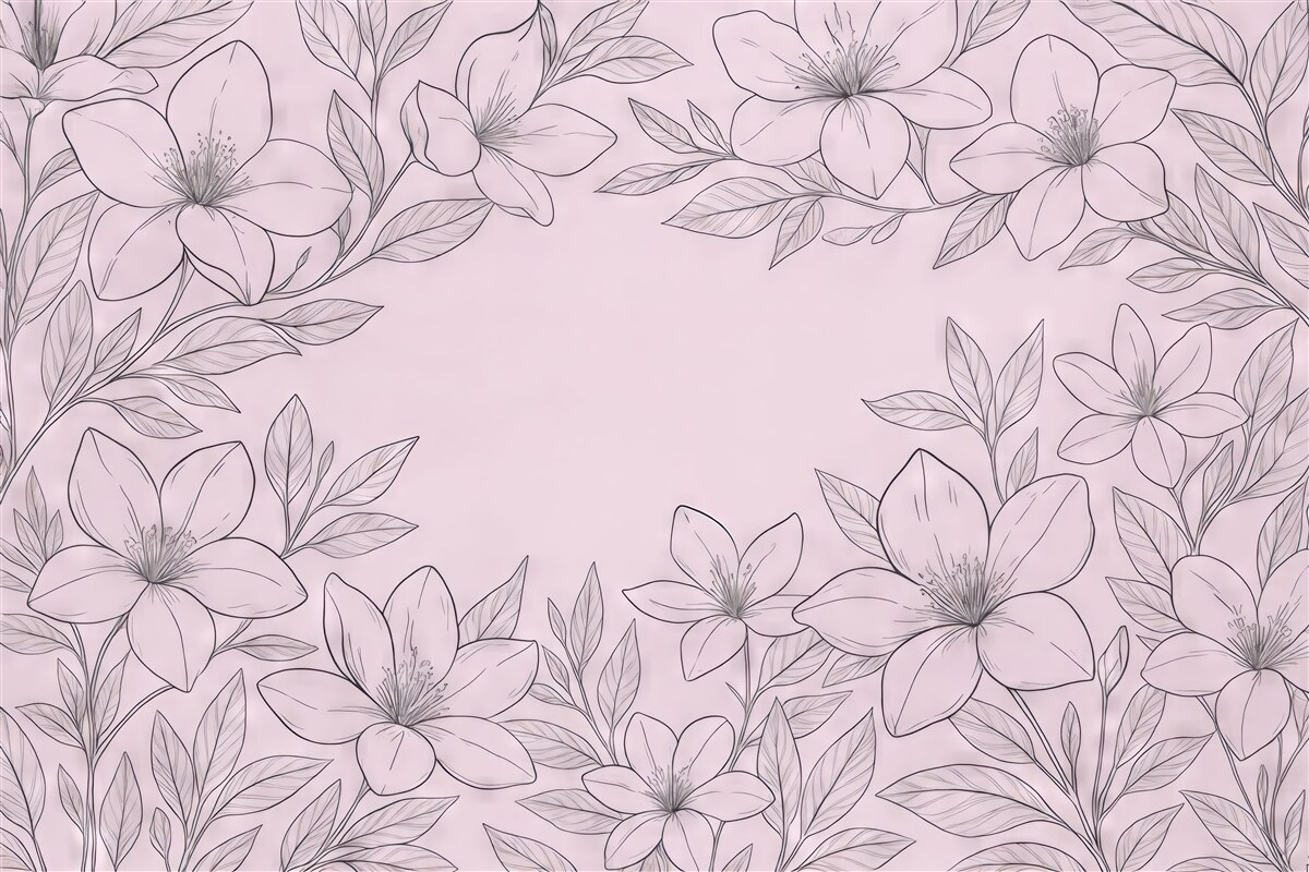 Fototapeta pudrowe kwiaty w subtelnym rysunku