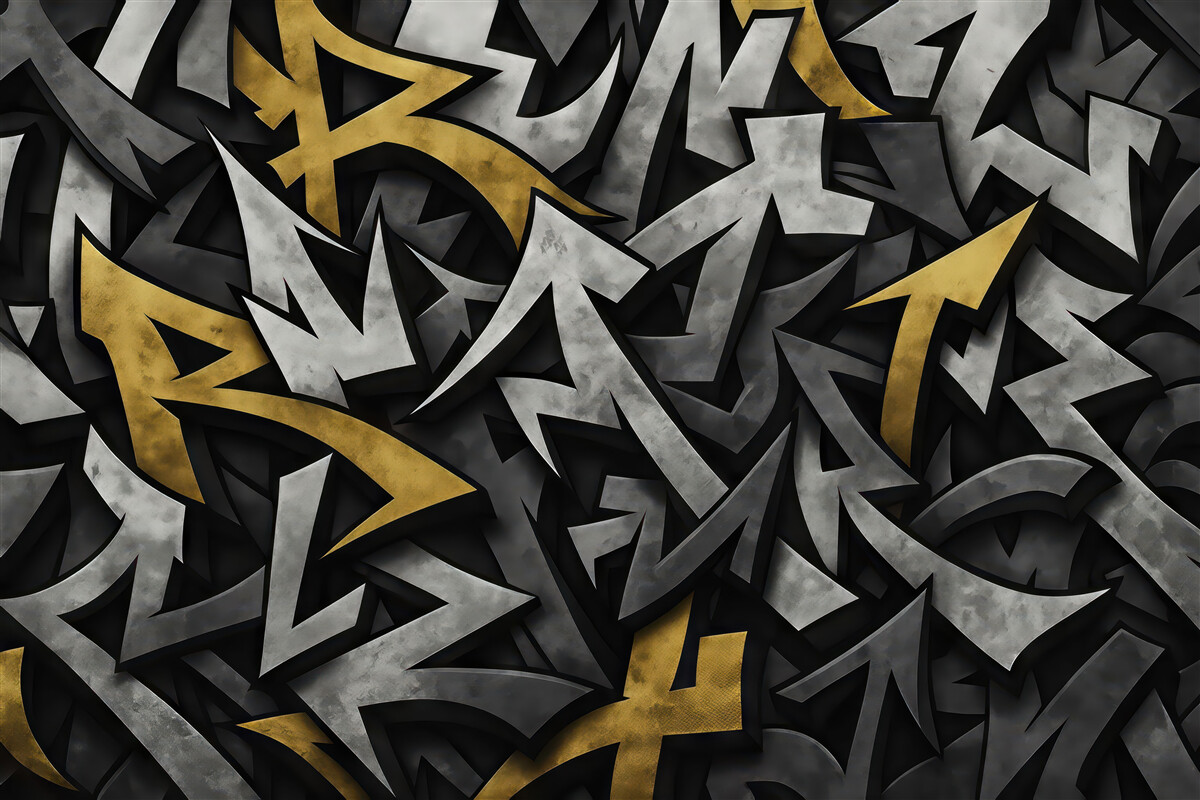 Fototapeta graffiti w złocie i stali