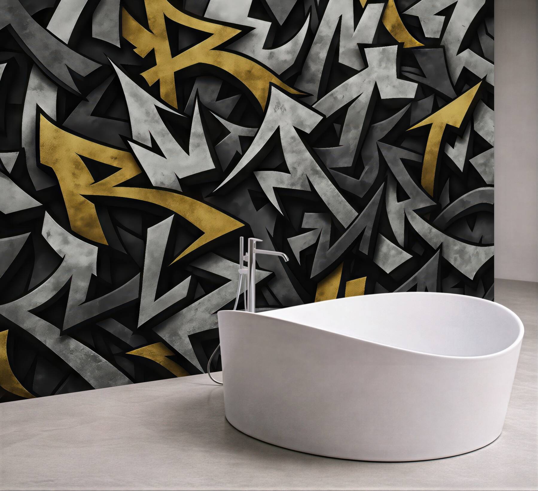 Fototapeta graffiti w złocie i stali