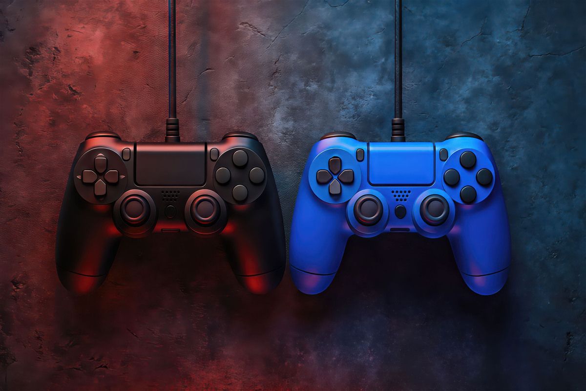 Fototapeta kontrolery gamingowe w neonowym klimacie