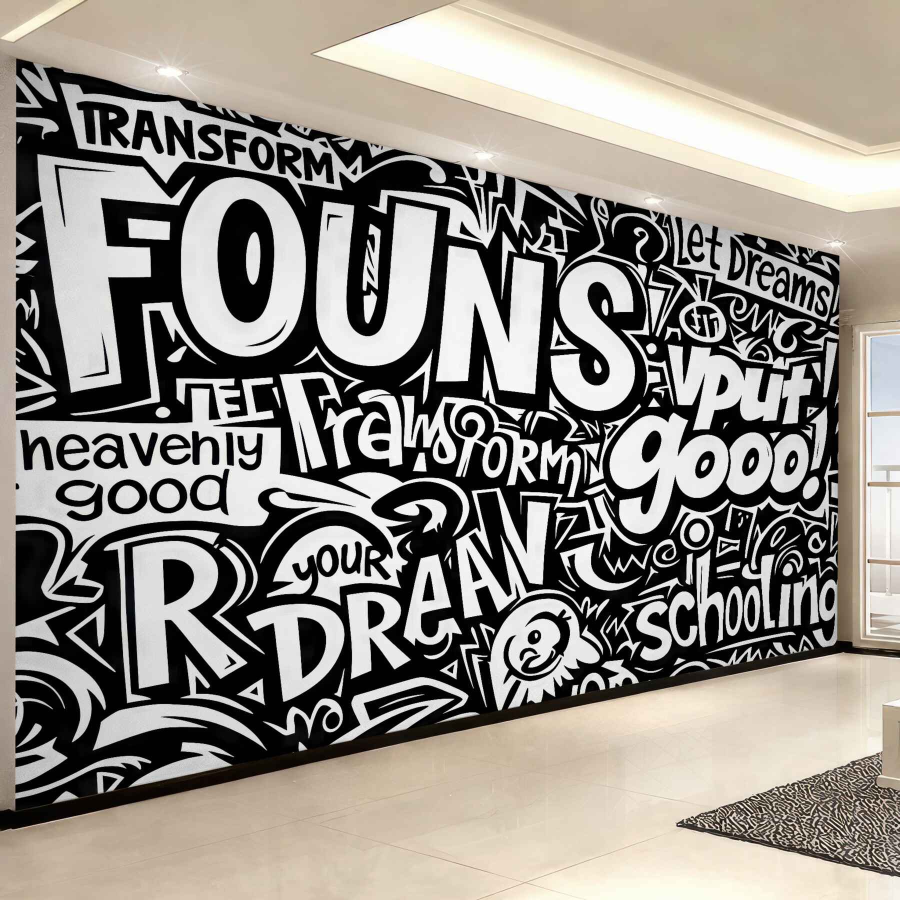 Fototapeta Graffiti w odcieniach czerni i bieli.