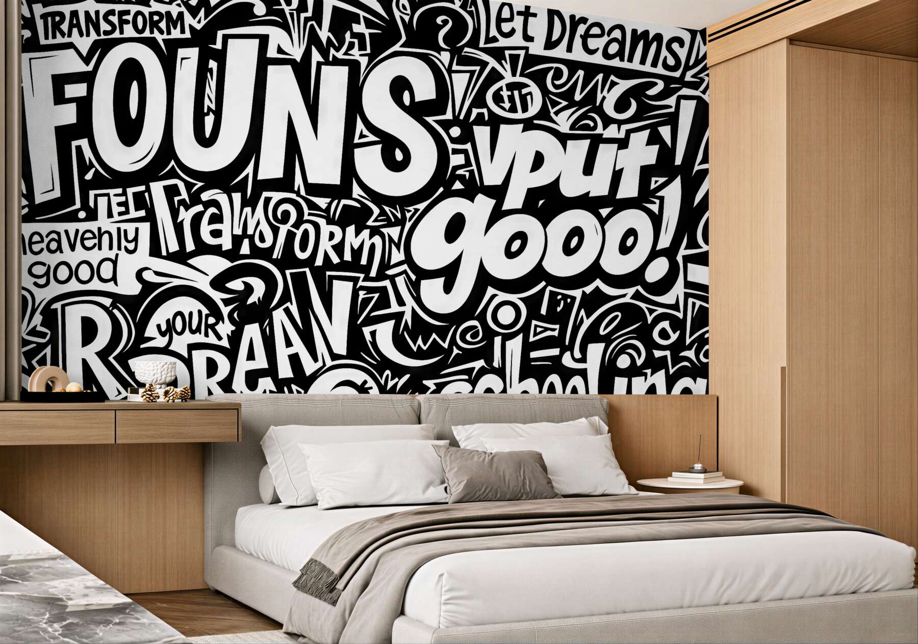 Fototapeta Graffiti w odcieniach czerni i bieli.