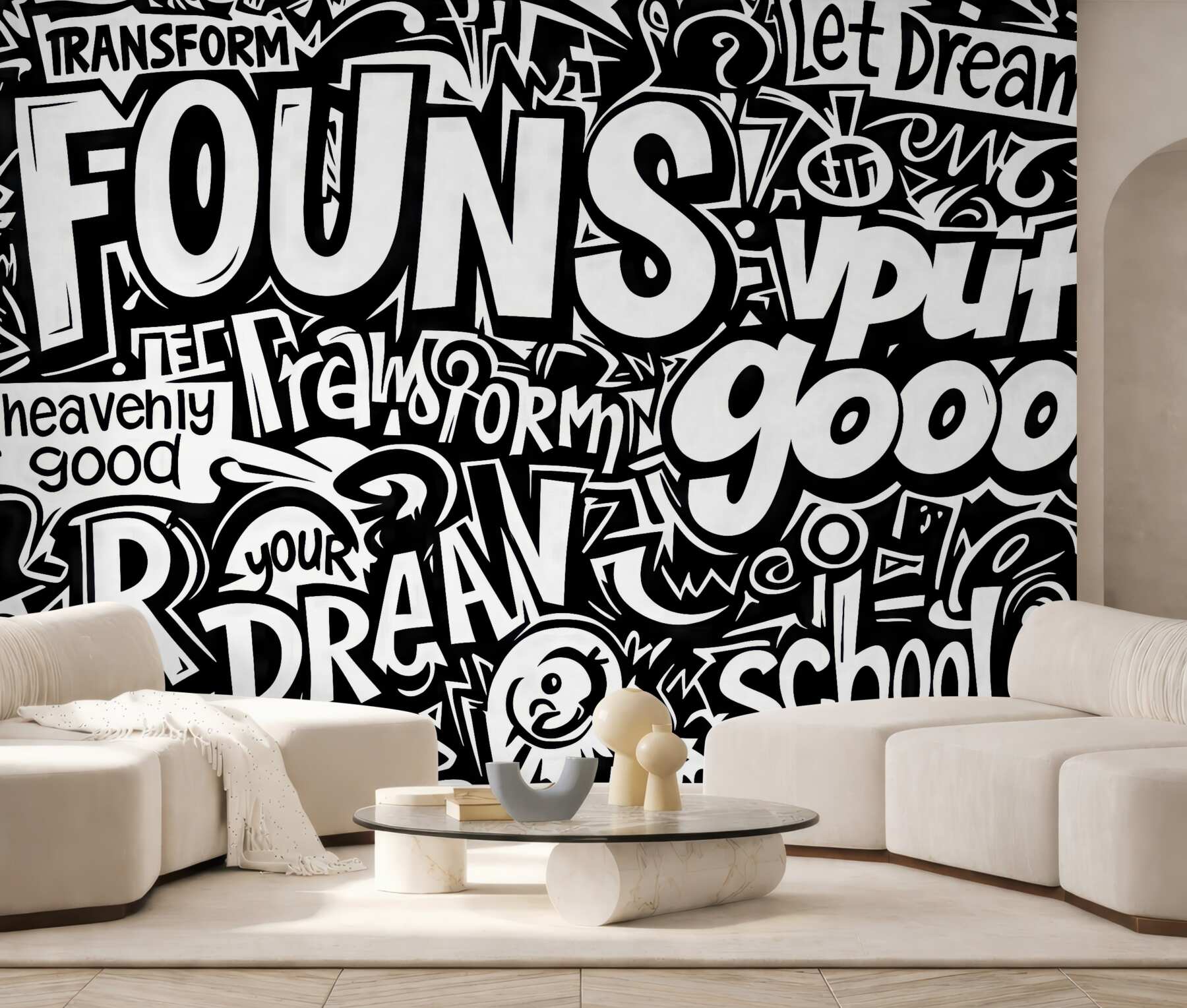 Fototapeta Graffiti w odcieniach czerni i bieli.