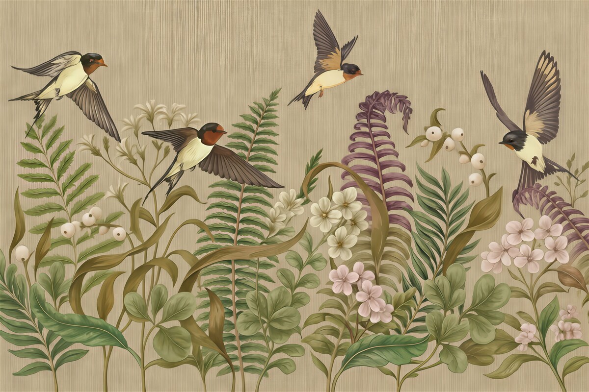 Fototapeta jaskółki w botanicznym ogrodzie