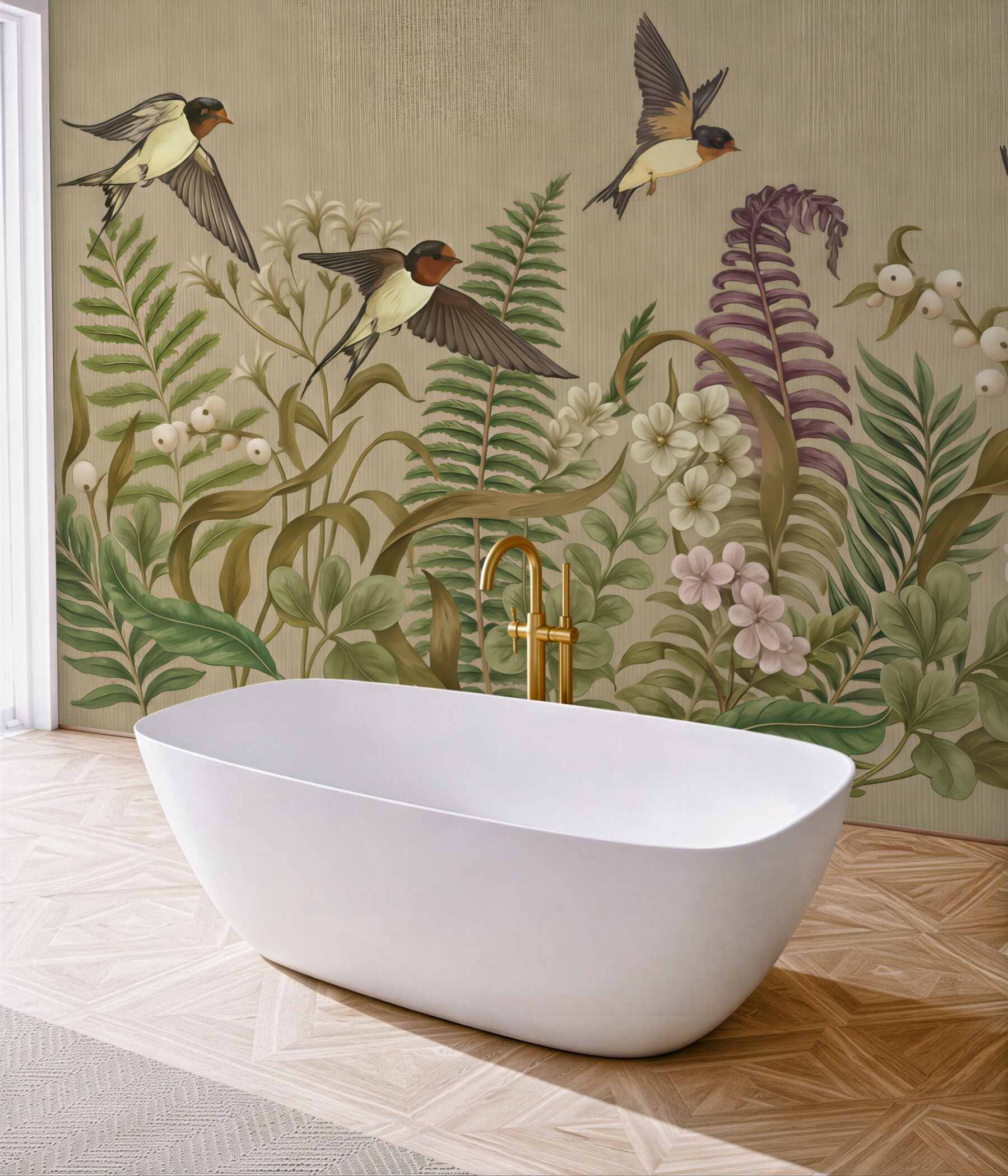 Fototapeta jaskółki w botanicznym ogrodzie