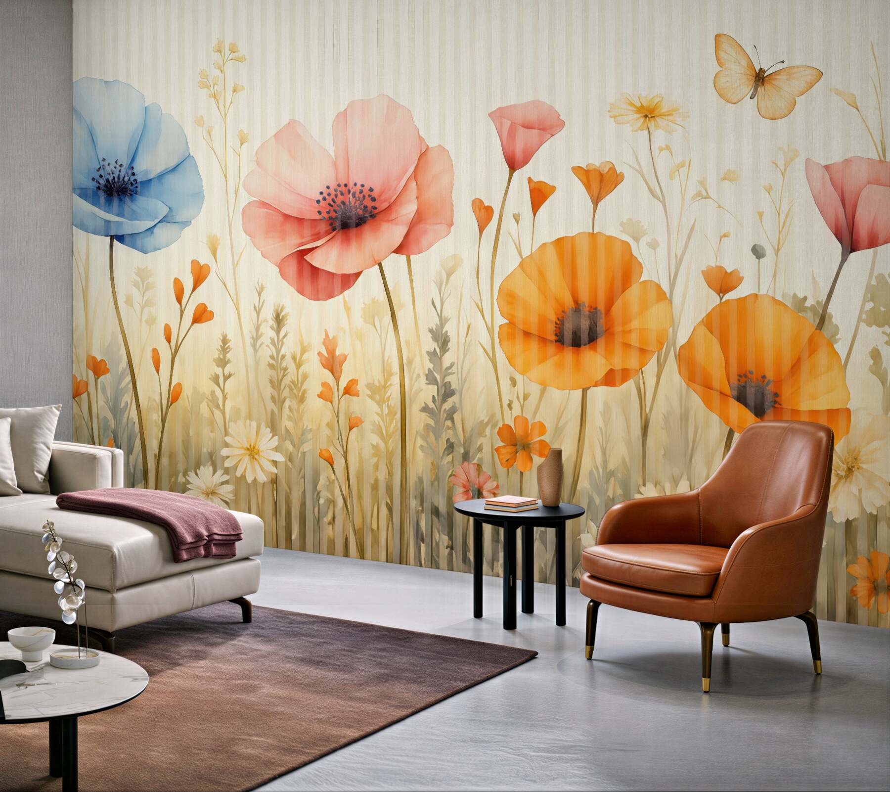 Fototapeta Jasne polne kwiaty w pasy.