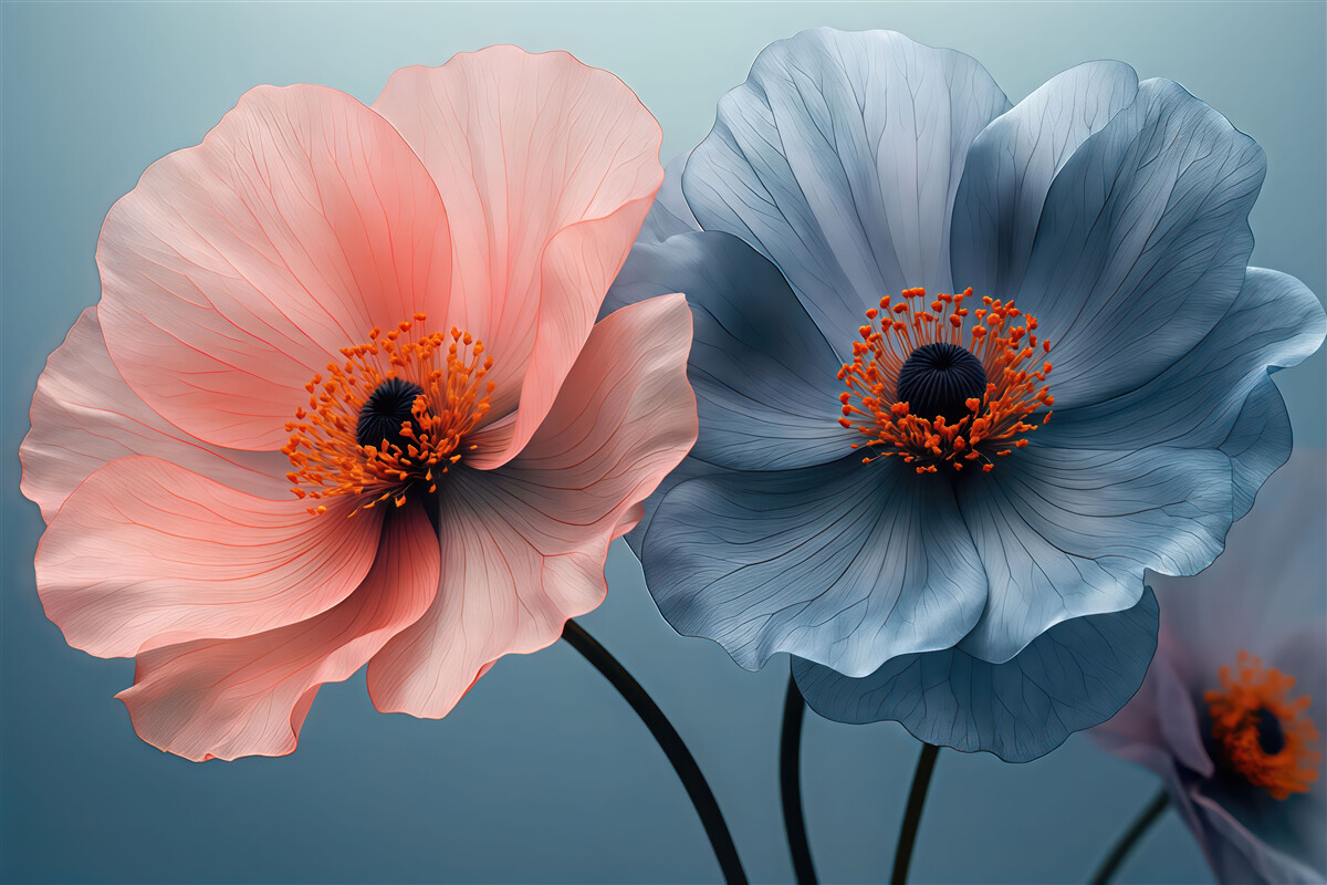 Fototapeta pastelowe maki w kontrastowych barwach