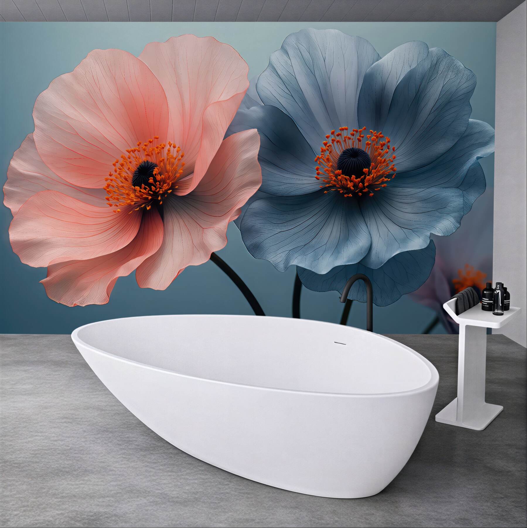 Fototapeta pastelowe maki w kontrastowych barwach