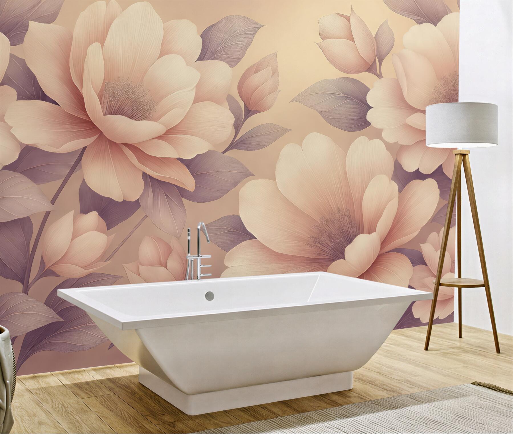 Fototapeta pudrowe piwonie w ciepłym stylu