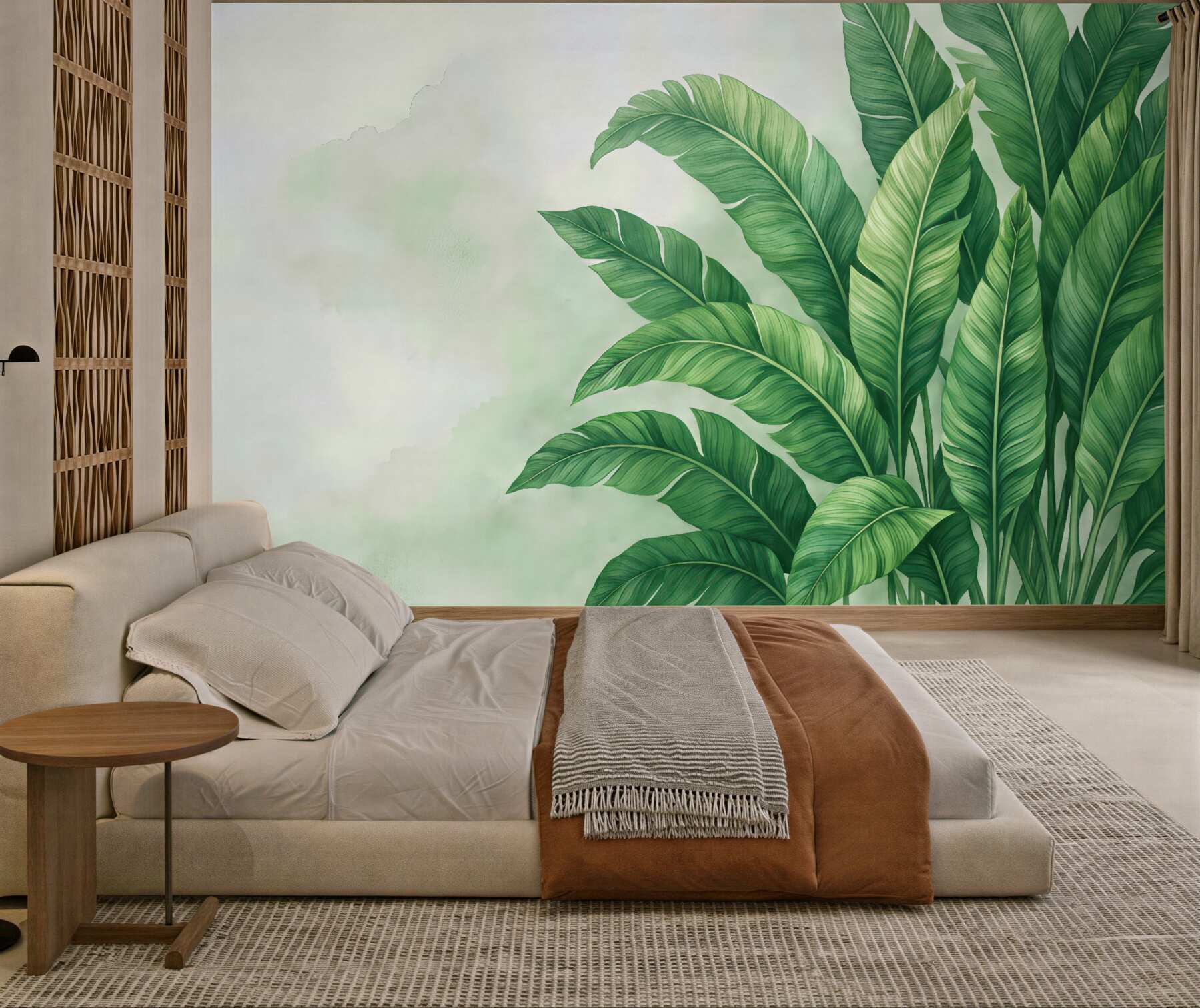 Fototapeta tropikalne liście w delikatnej zieleni