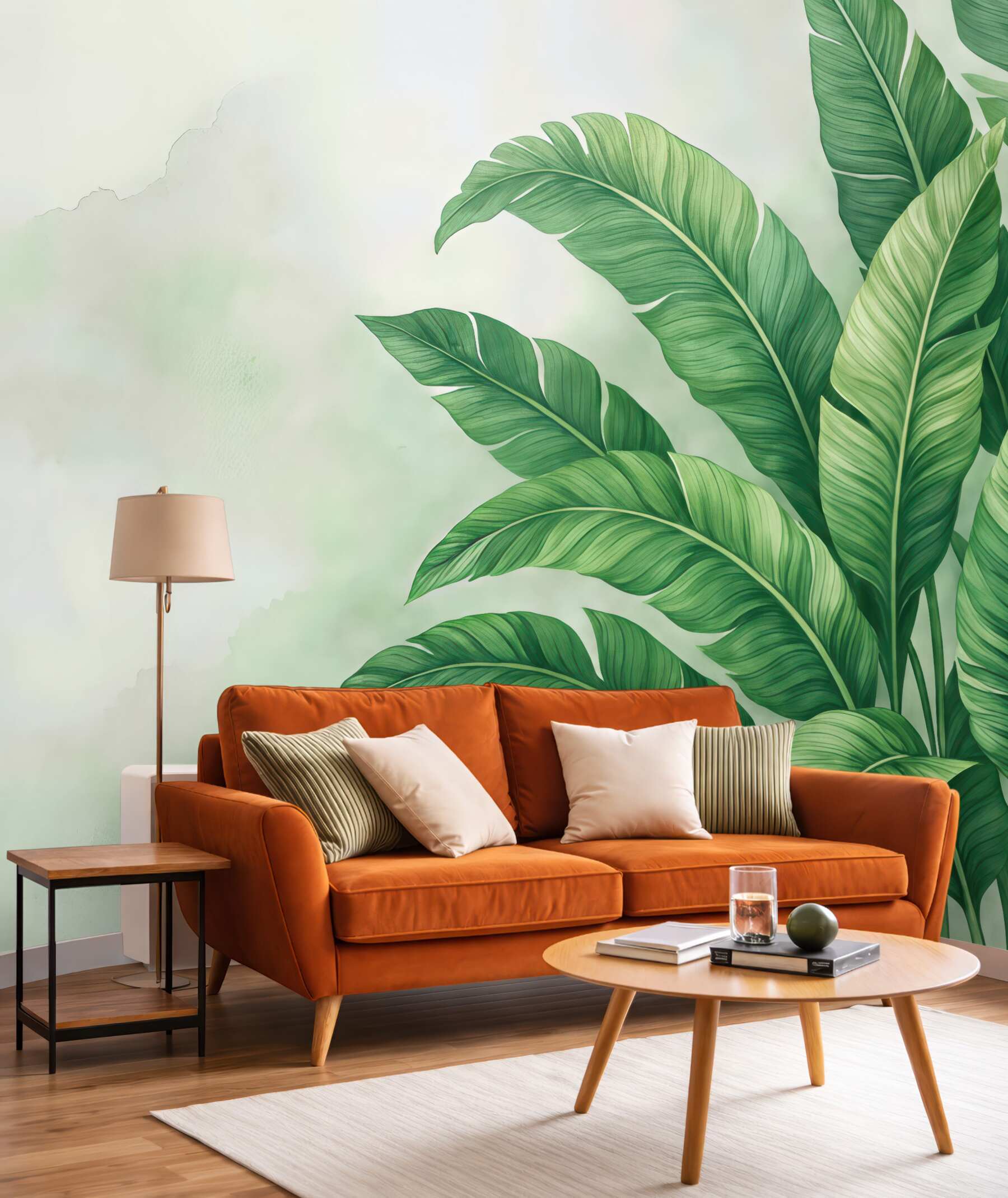 Fototapeta tropikalne liście w delikatnej zieleni