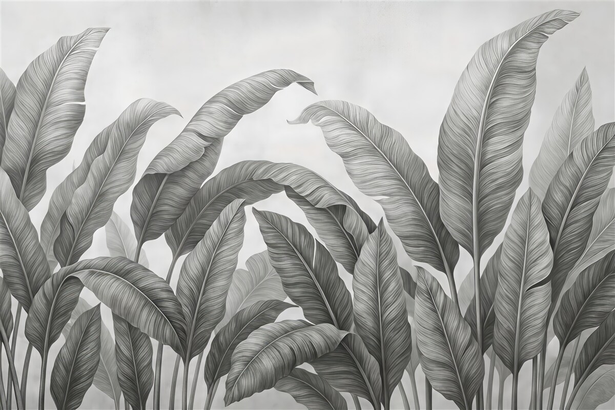 Fototapeta monochromatyczne liście w eleganckim rytmie