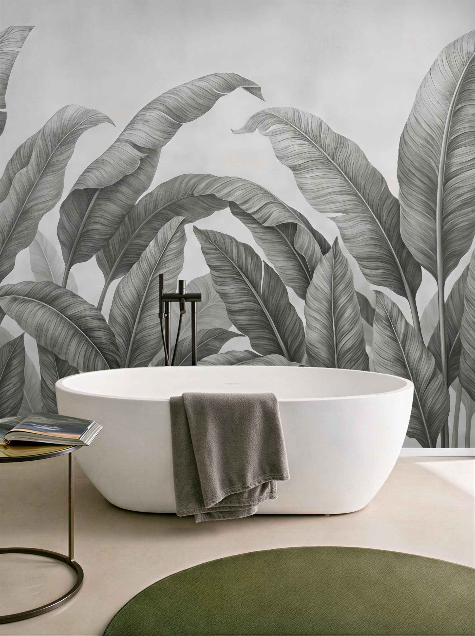 Fototapeta monochromatyczne liście w eleganckim rytmie