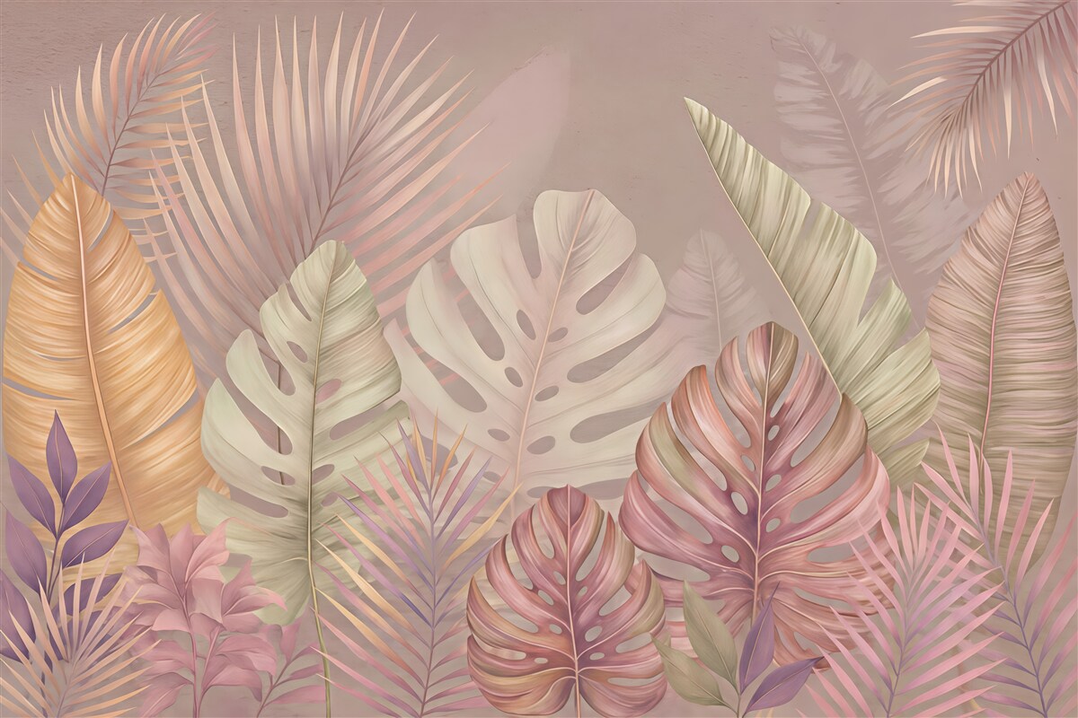 Fototapeta pudrowe liście tropikalnej elegancji