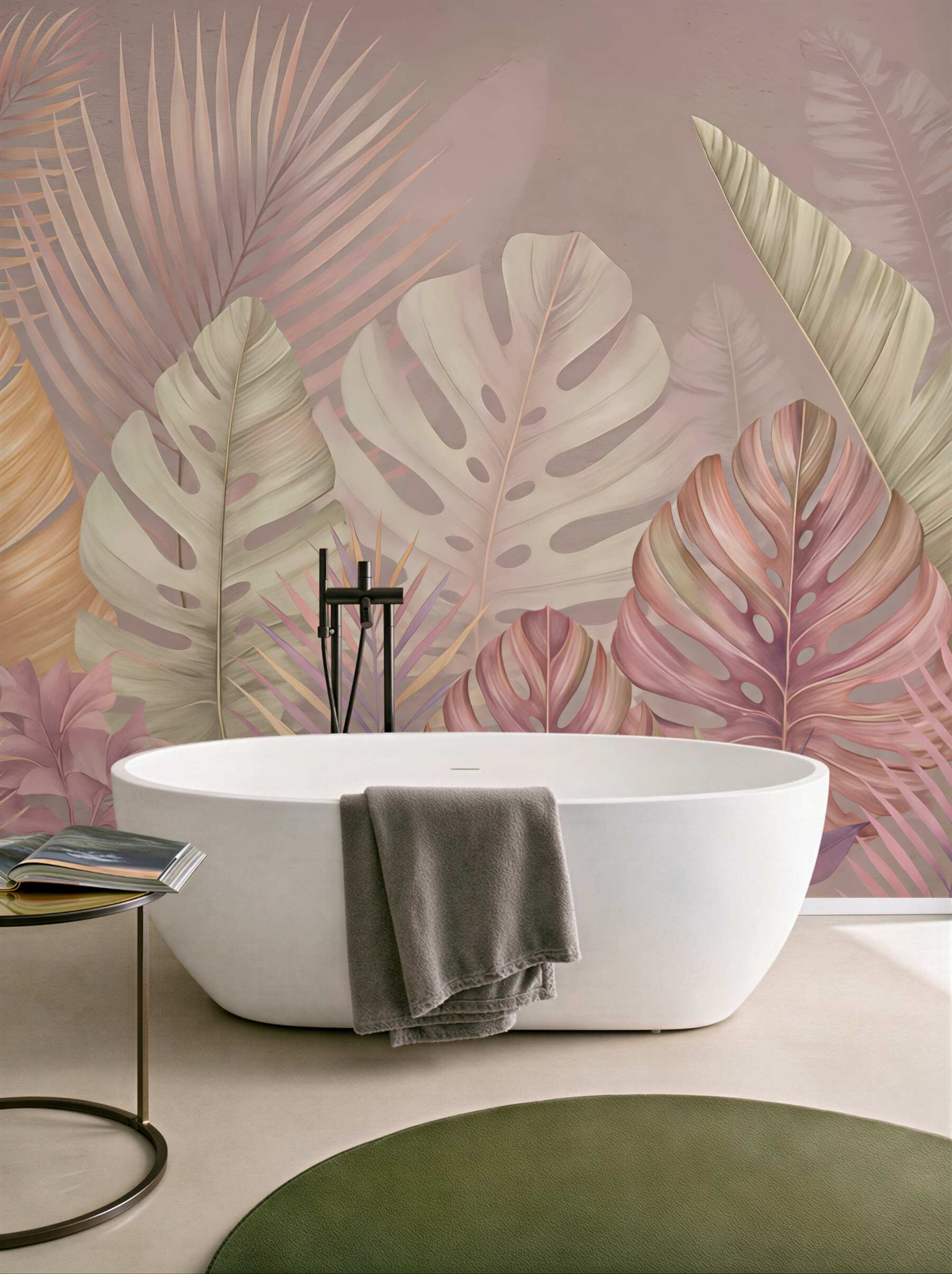 Fototapeta pudrowe liście tropikalnej elegancji