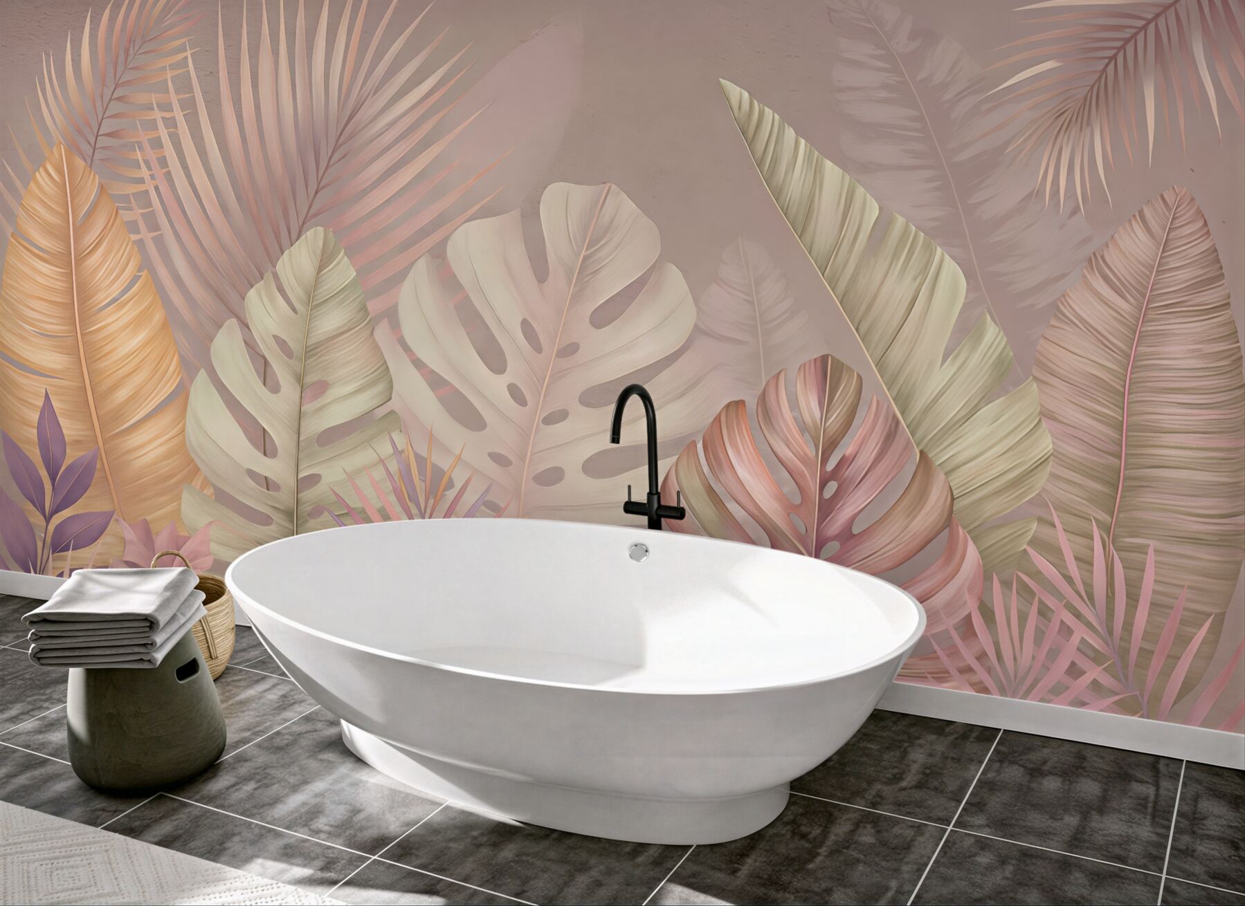 Fototapeta pudrowe liście tropikalnej elegancji