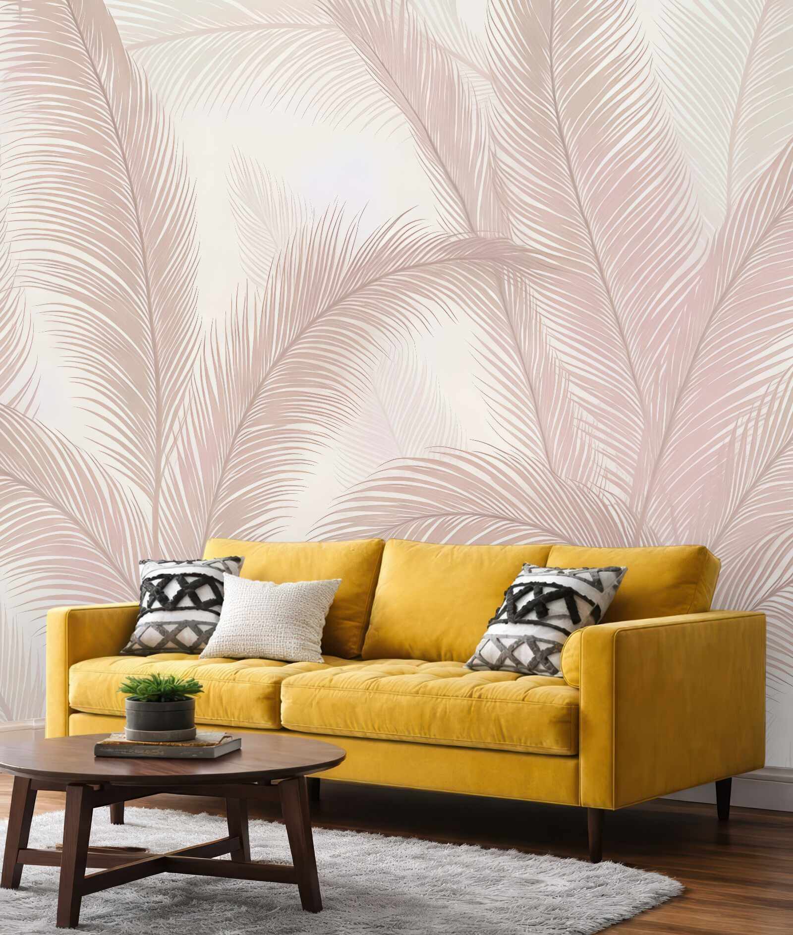 Fototapeta Palmowe liście w różowym kolorze.