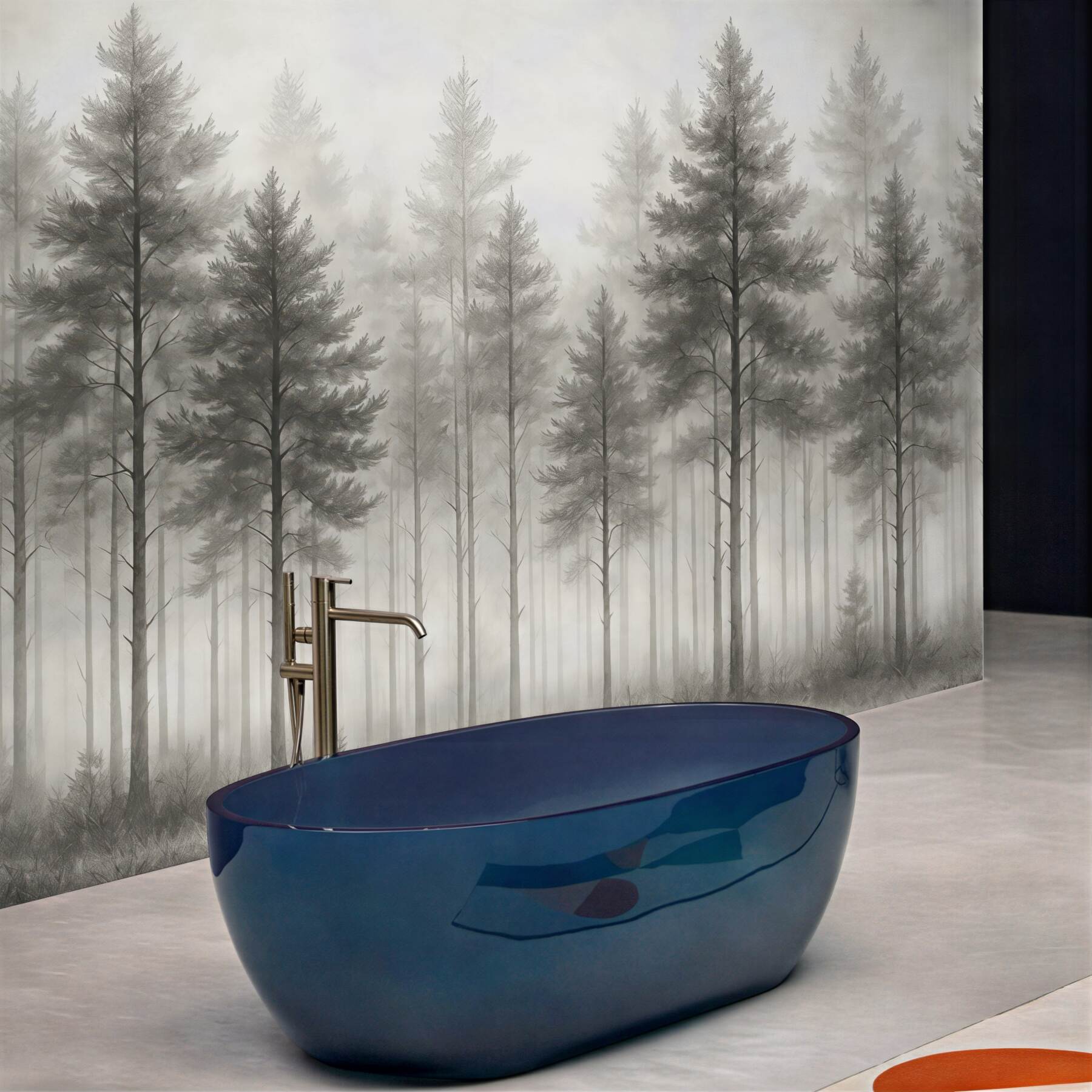 Fototapeta mglisty sosnowy las w sepii