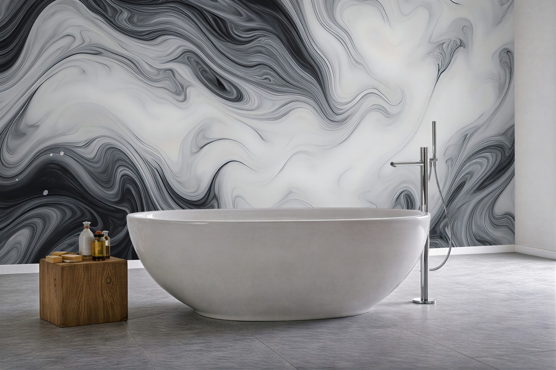 Fototapeta marmurkowa fala w czarno-bieli